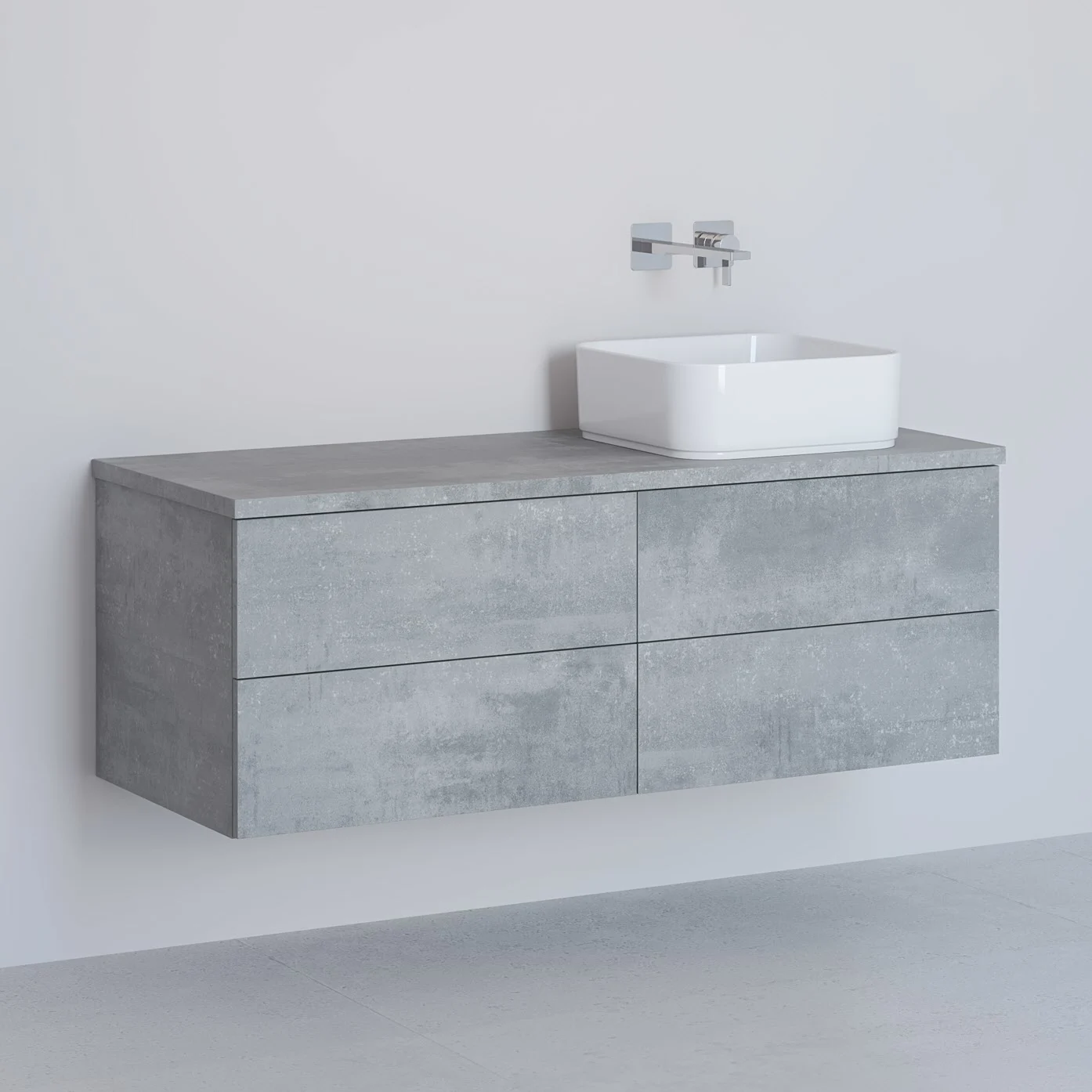 Kronenbach Cube Waschtischkonsole 121 cm mit 4 Auszügen und TIP-ON