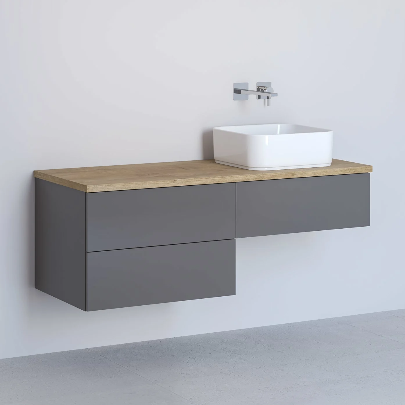 Kronenbach Cube Waschtischkonsole 121 cm mit 3 Auszügen und TIP-ON