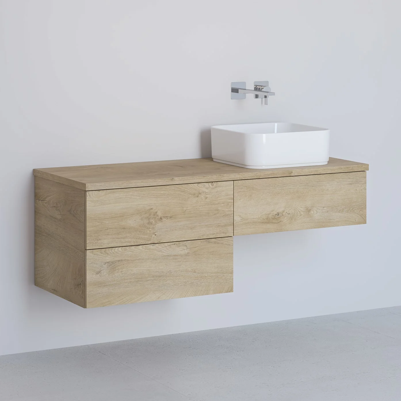 Kronenbach Cube Waschtischkonsole 121 cm mit 3 Auszügen und TIP-ON