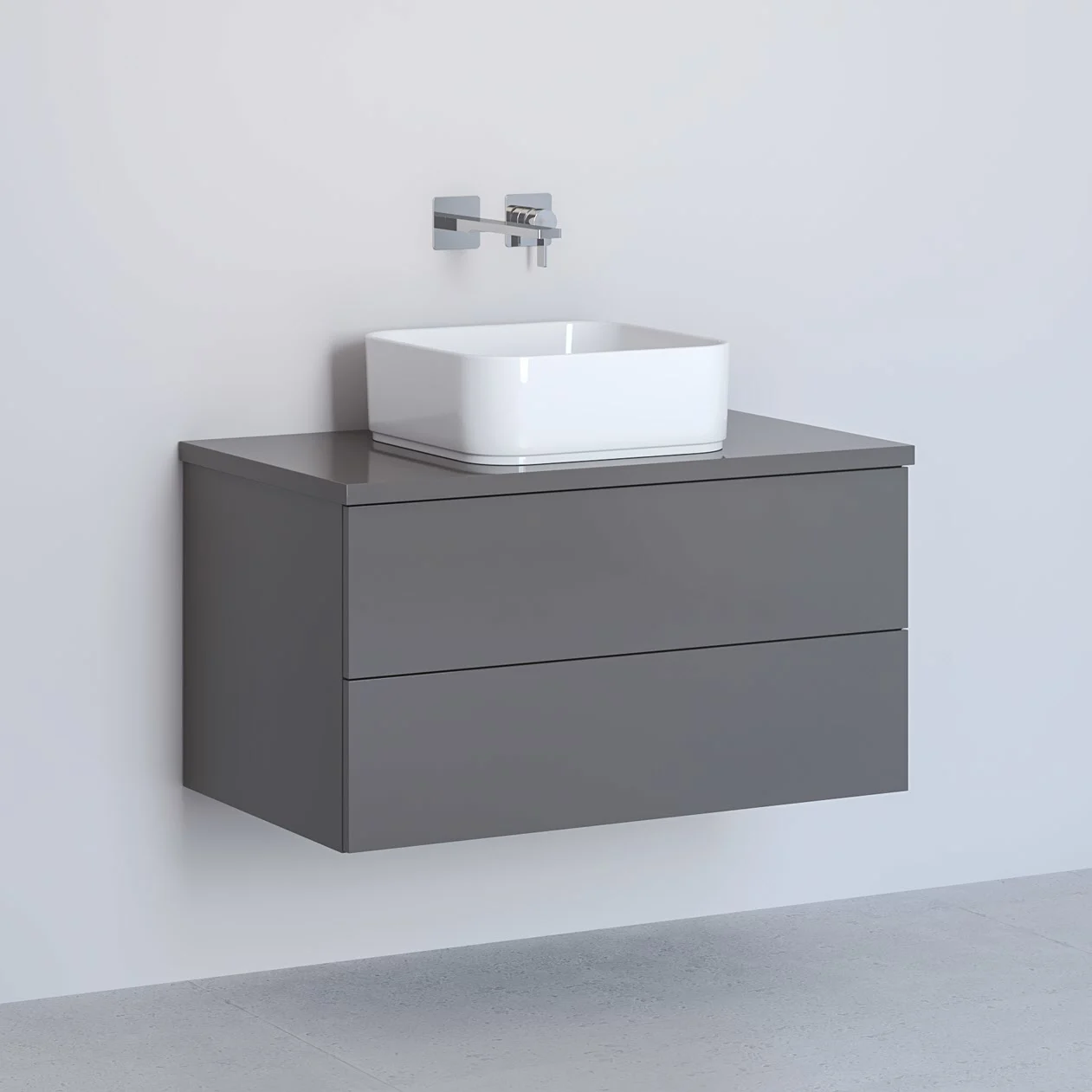 Kronenbach Cube Waschtischkonsole 81 cm mit 2 Auszügen und TIP-ON