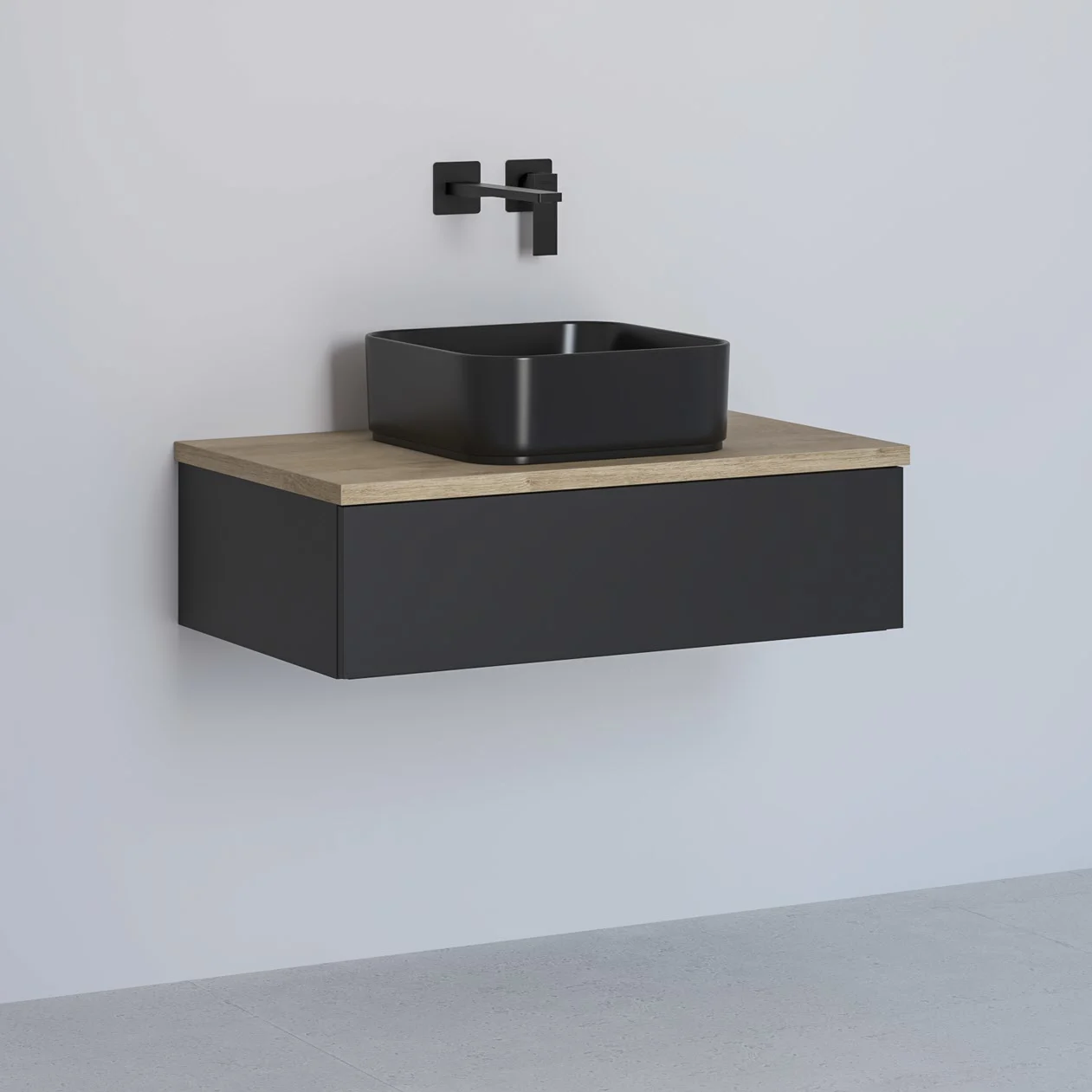 Kronenbach Cube Waschtischkonsole 81 cm mit 1 Auszug und TIP-ON