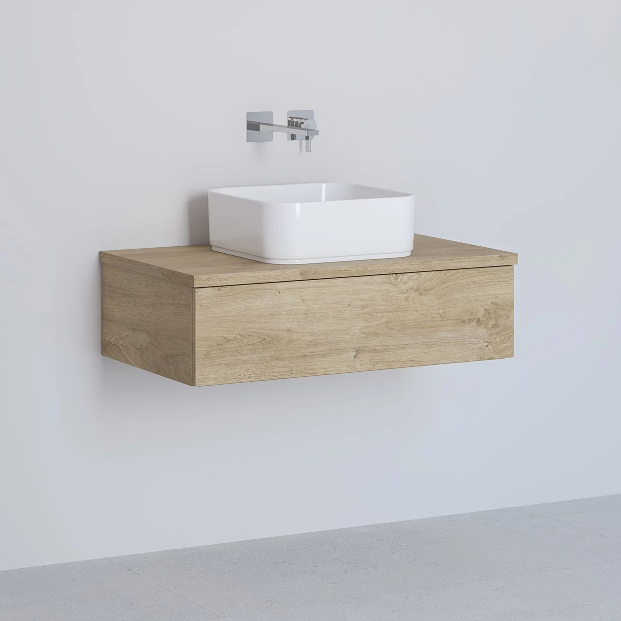 Kronenbach Cube Waschtischkonsole 81 cm mit 1 Auszug und TIP-ON