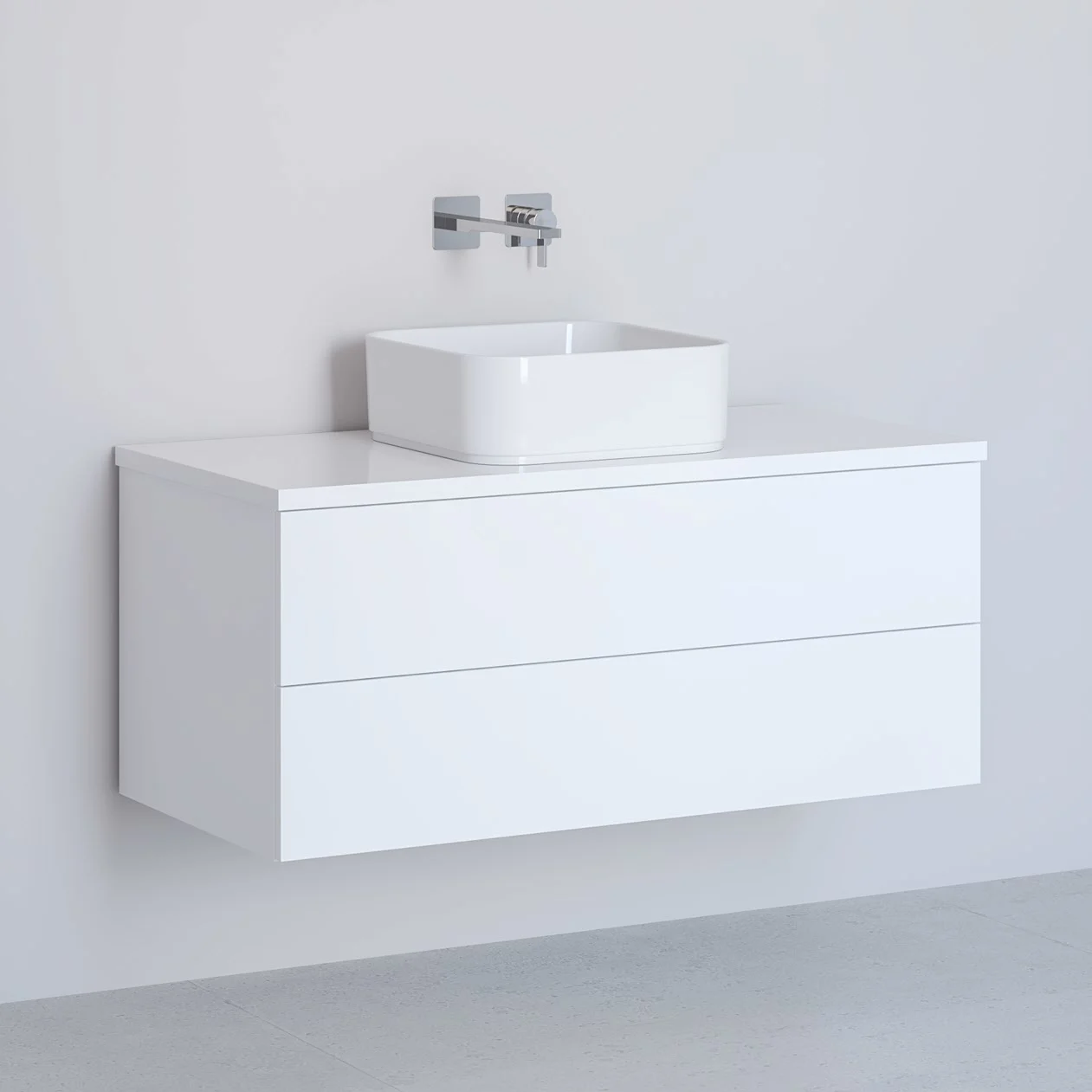 Kronenbach Cube Waschtischkonsole 101 cm mit 2 Auszügen und TIP-ON