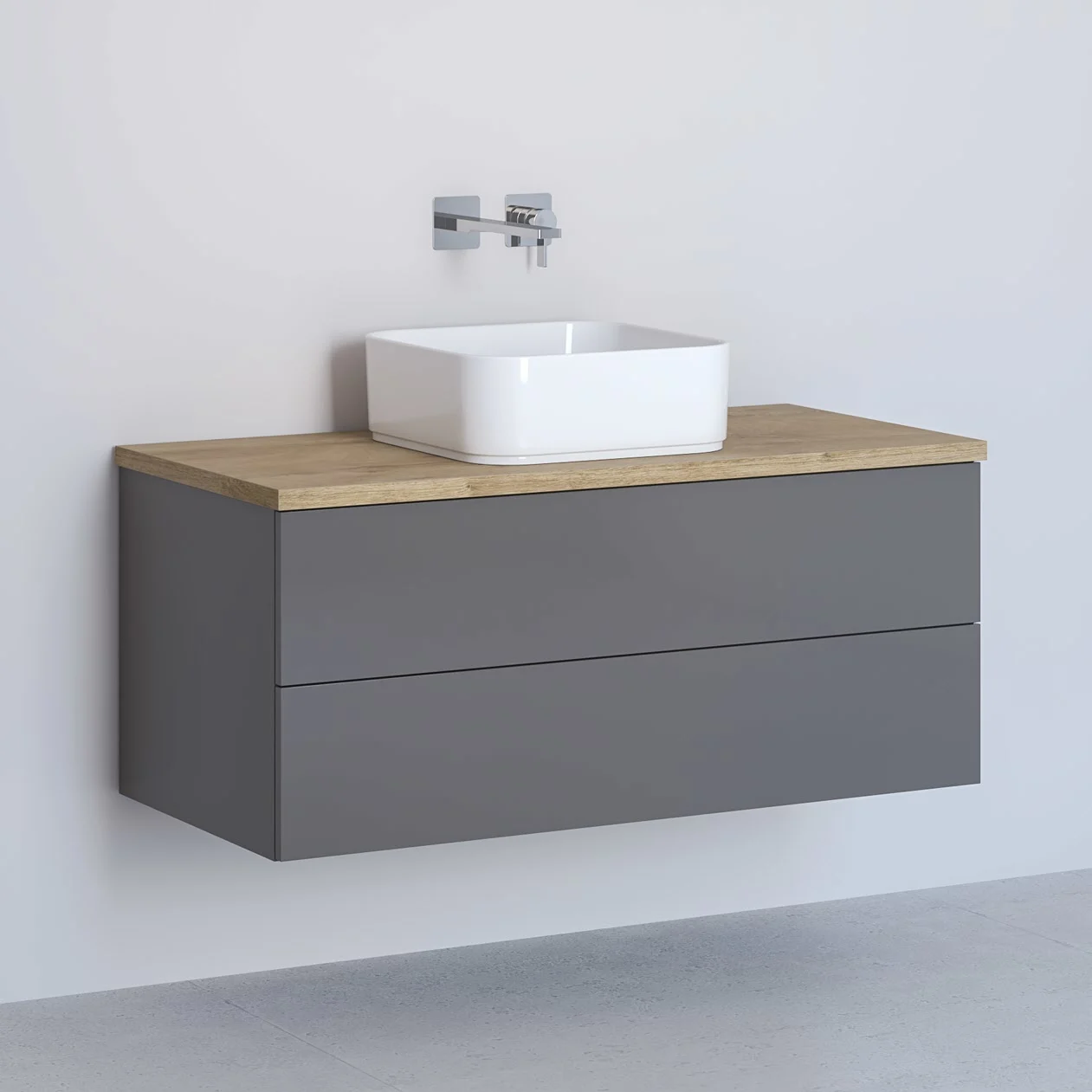 Kronenbach Cube Waschtischkonsole 101 cm mit 2 Auszügen und TIP-ON