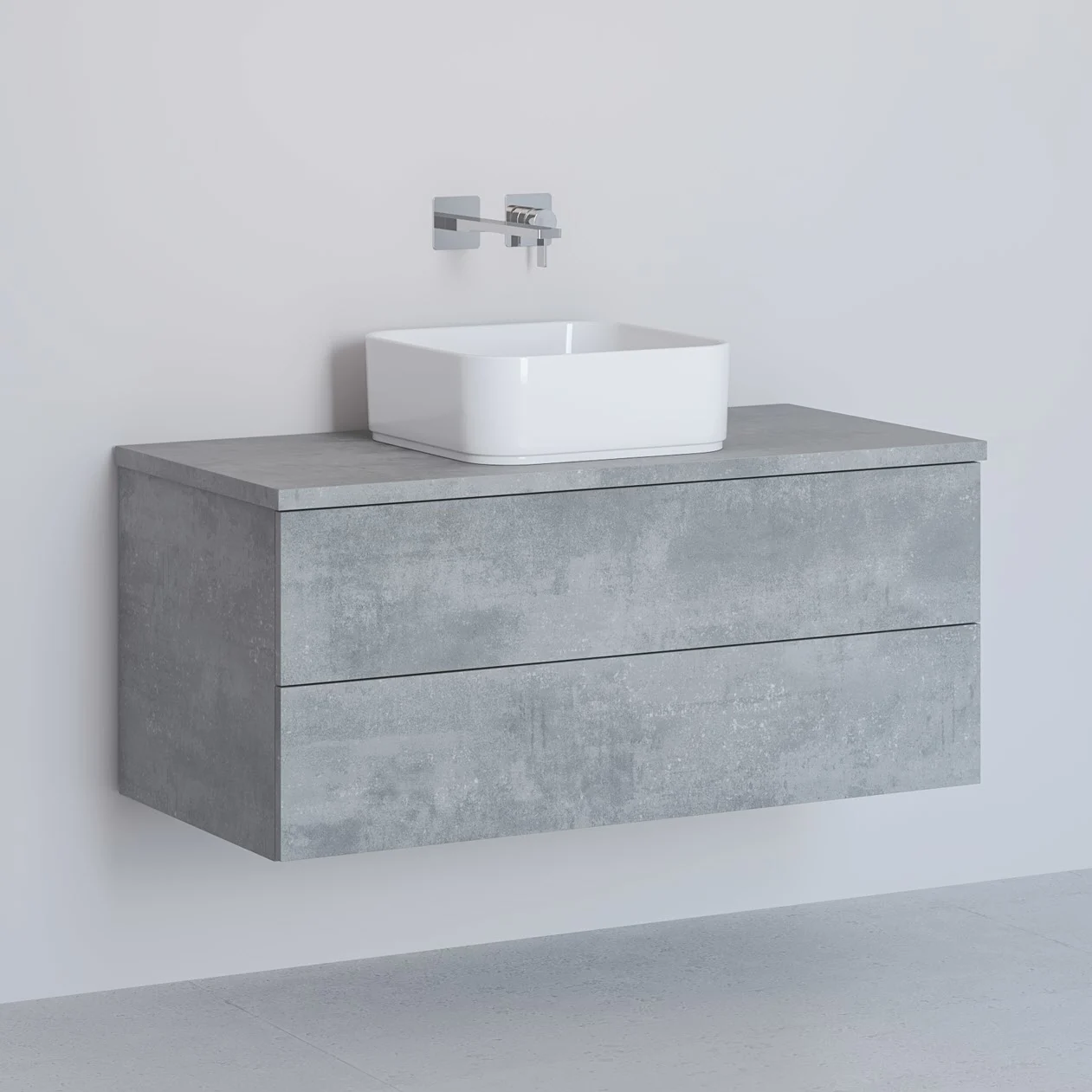 Kronenbach Cube Waschtischkonsole 101 cm mit 2 Auszügen und TIP-ON