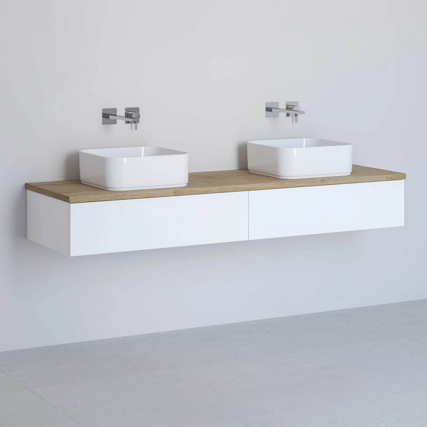 Kronenbach Cube Waschtischkonsole 161 cm für 2 Waschtische mit 2 Auszügen und TIP-ON Kronenbach Cube Waschtischkonsole 161 cm für 2 Waschtische mit 2 Auszügen und TIP-ON