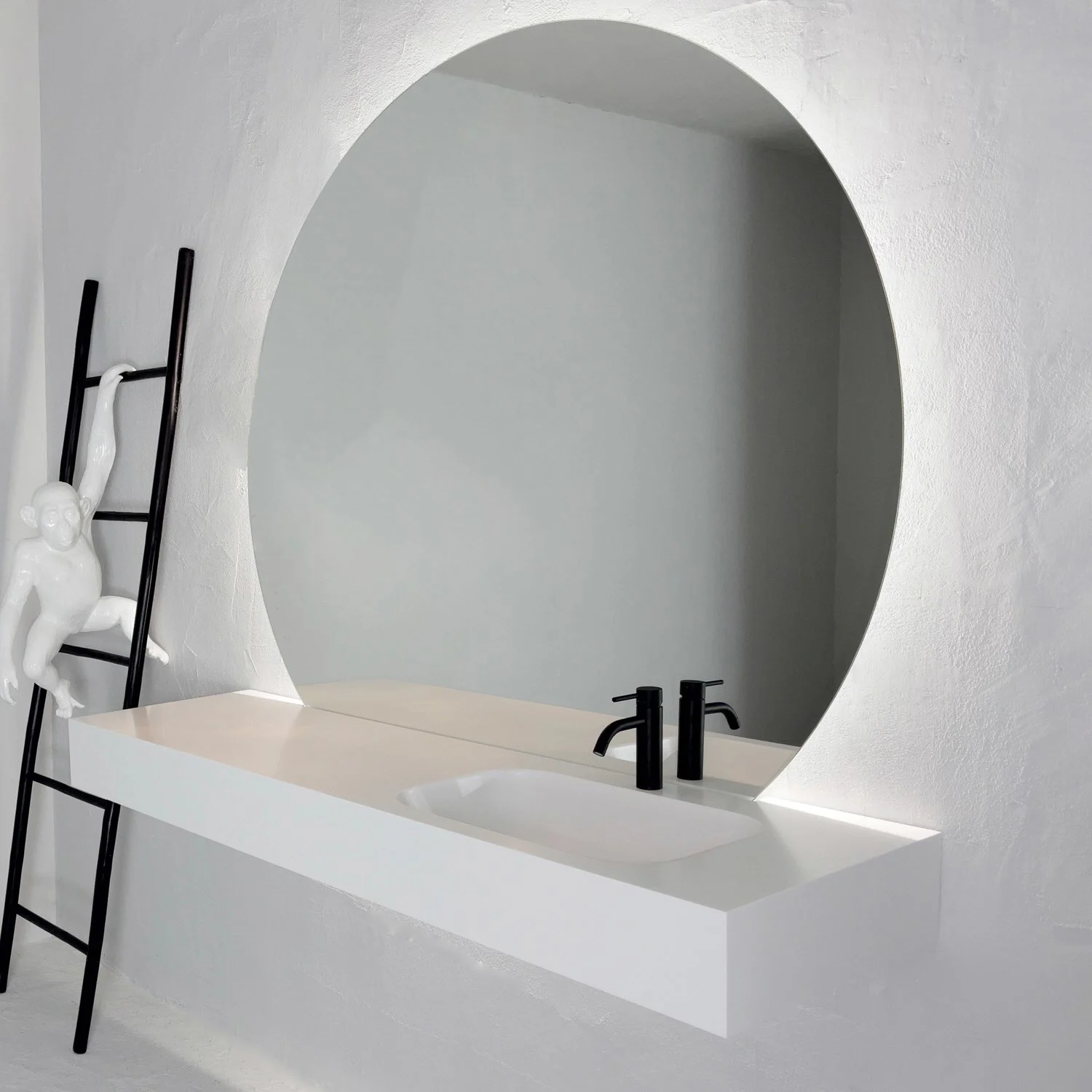 pianura Emilia Badmöbel Set 160 cm mit LED-Lichtspiegel, Becken rechts