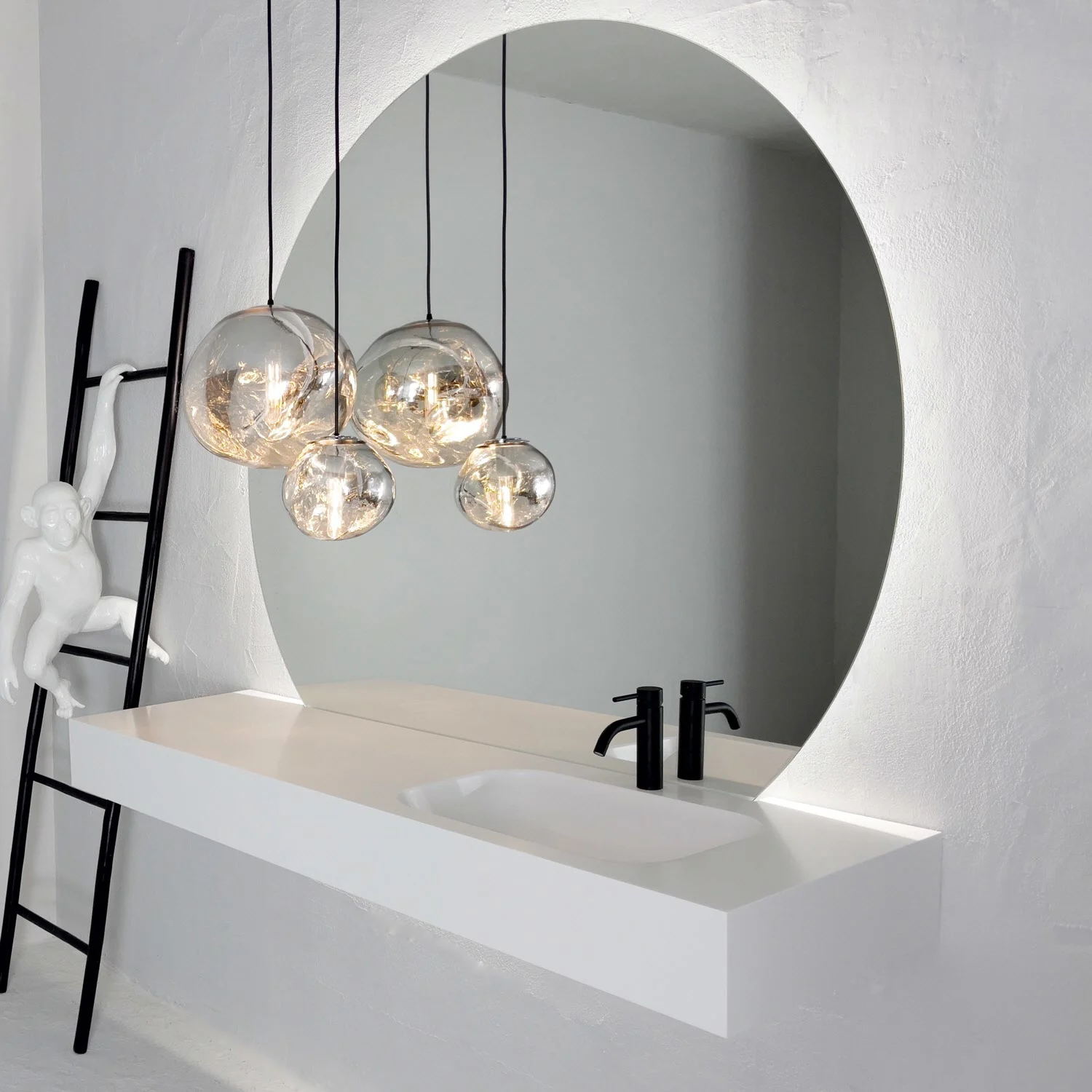 pianura Emilia Badmöbel Set 160 cm mit LED-Lichtspiegel und Hängeleuchten, Becken rechts pianura Emilia Badmöbel Set 160 cm mit LED-Lichtspiegel und Hängeleuchten, Becken rechts