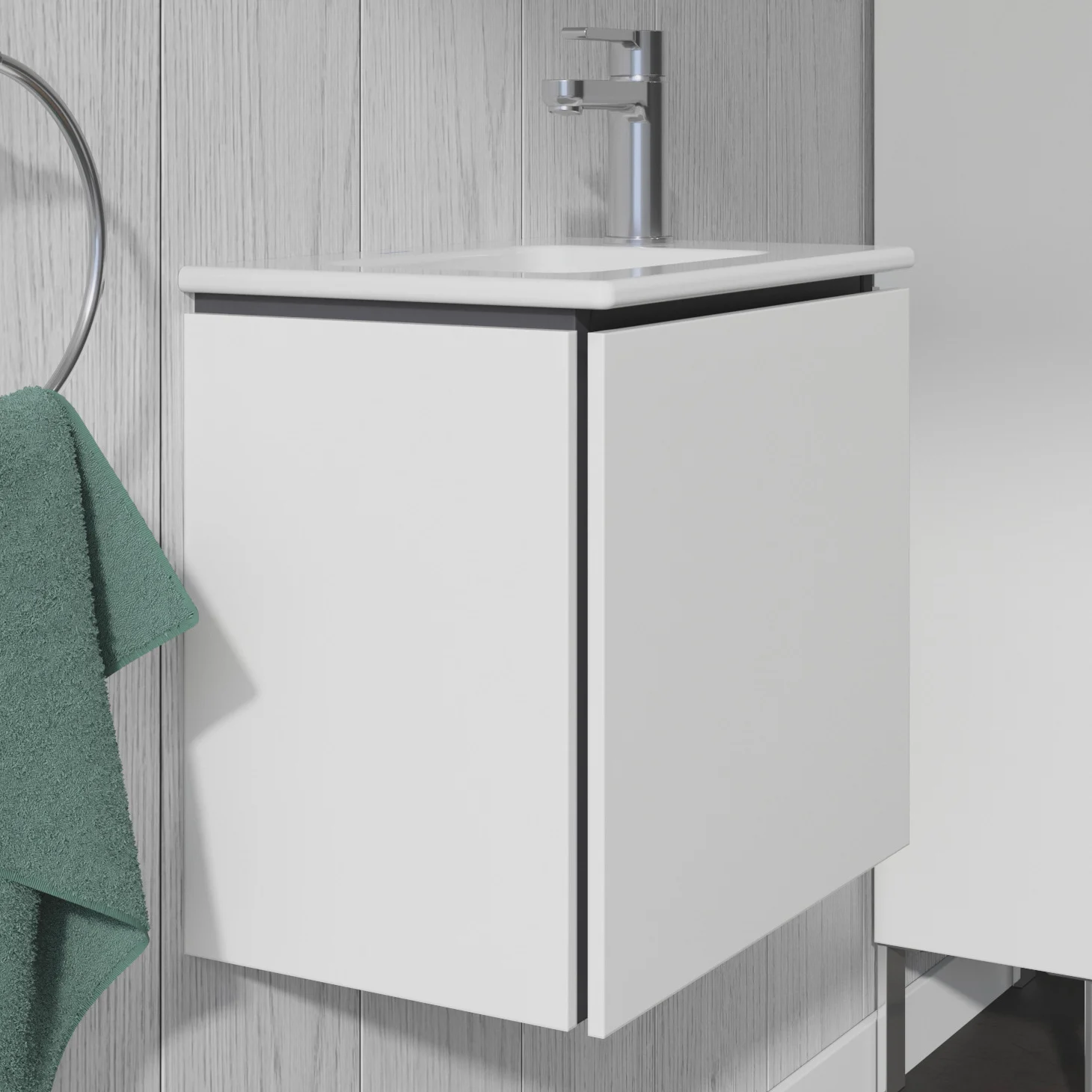 Duravit L-Cube Waschtischunterbau wandhängend mit 1 Tür Anschlag rechts, 42 x 29,4 cm