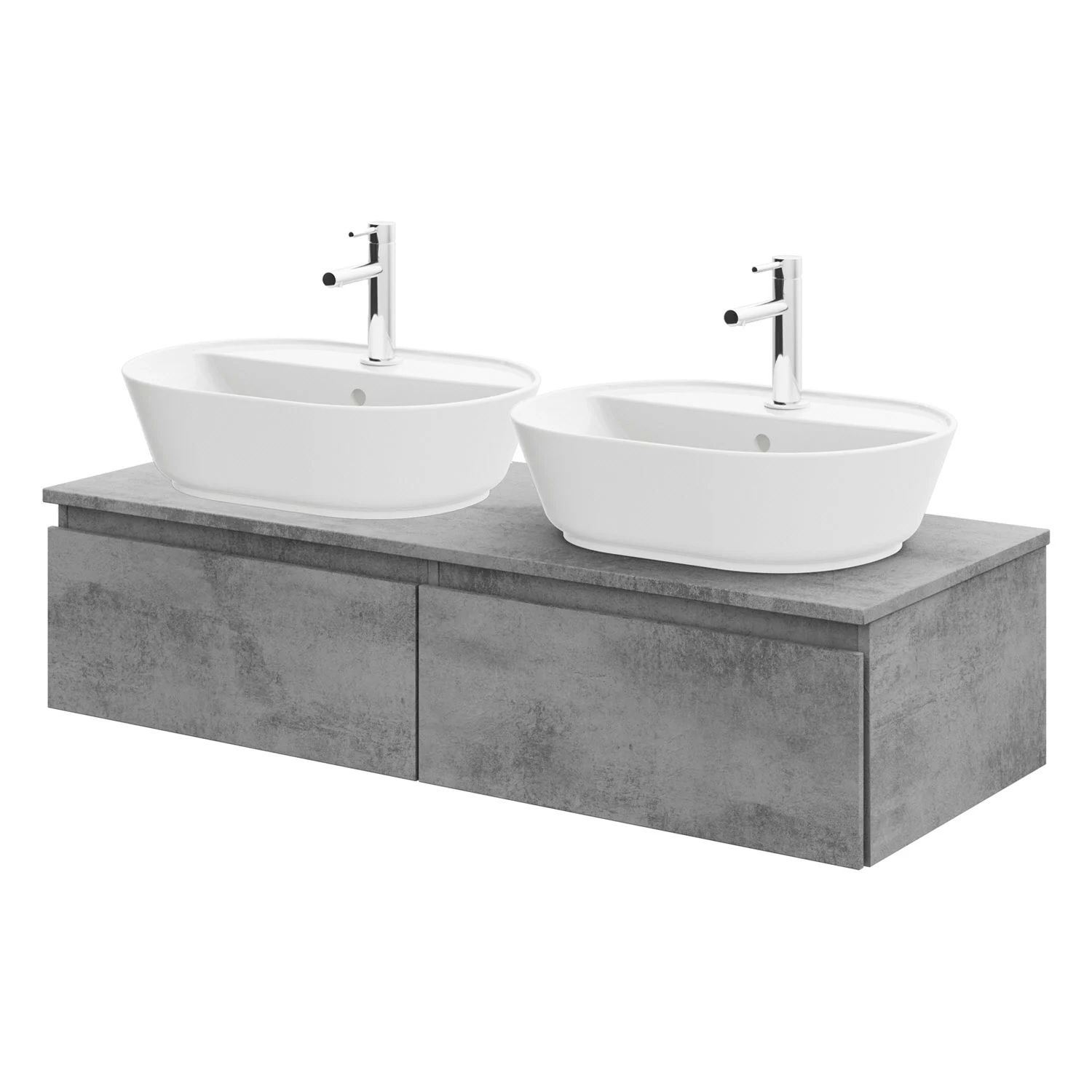 Steinkamp Value Waschtischkonsole 121 cm mit 2 Auszügen, für 2 Waschtische