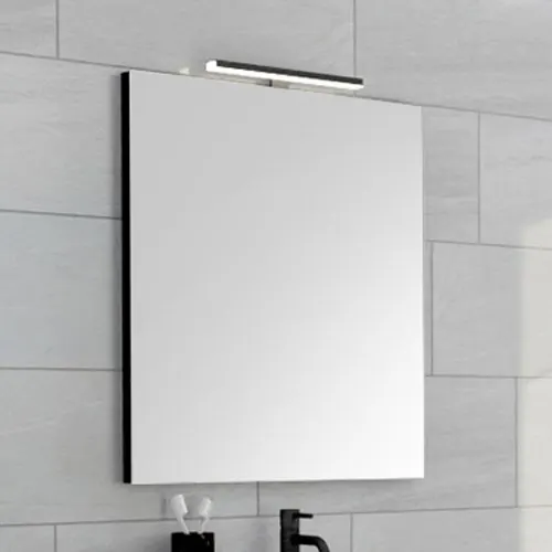 pianura Mia LED-Badspiegel in Schwarz mit den Maßen 60 x 70 cm