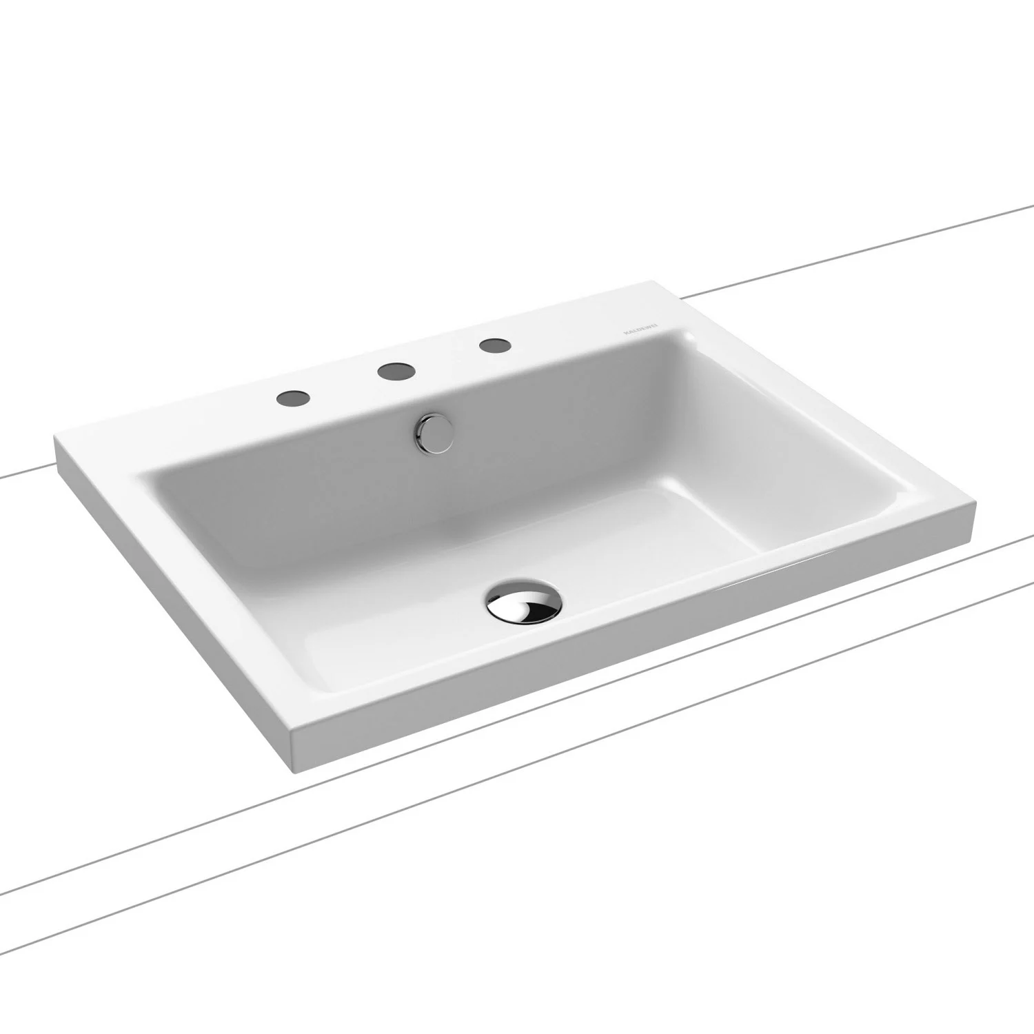 Kaldewei PURO Aufsatzwaschtisch 3154 mit 3 Hahnlochbohrungen, 60 cm