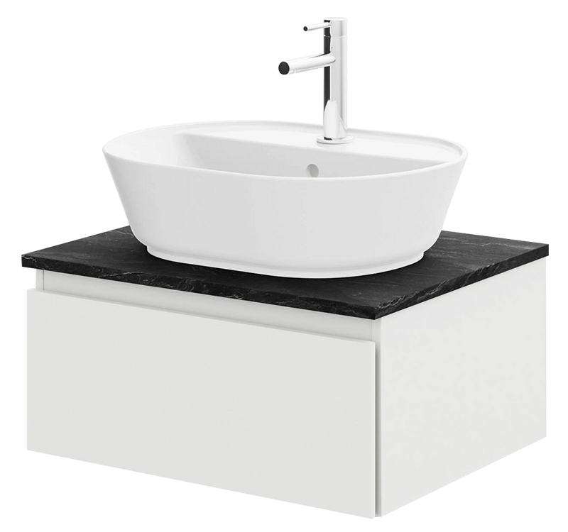 Steinkamp Value Waschtischkonsole 61 cm, weiß matt, Waschtischplatte: schiefer nachbildung 