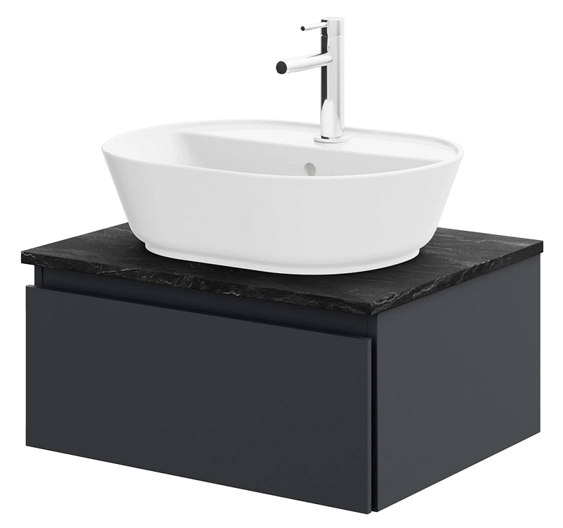 Steinkamp Value Waschtischkonsole 61 cm, schwarz matt, Waschtischplatte: schiefer nachbildung 