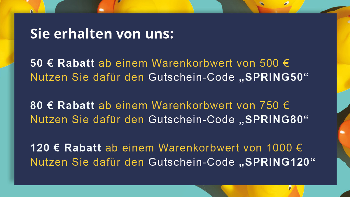 Jetzt bis zu 120 € Rabatt bei unseren Frühlings-Deals! 