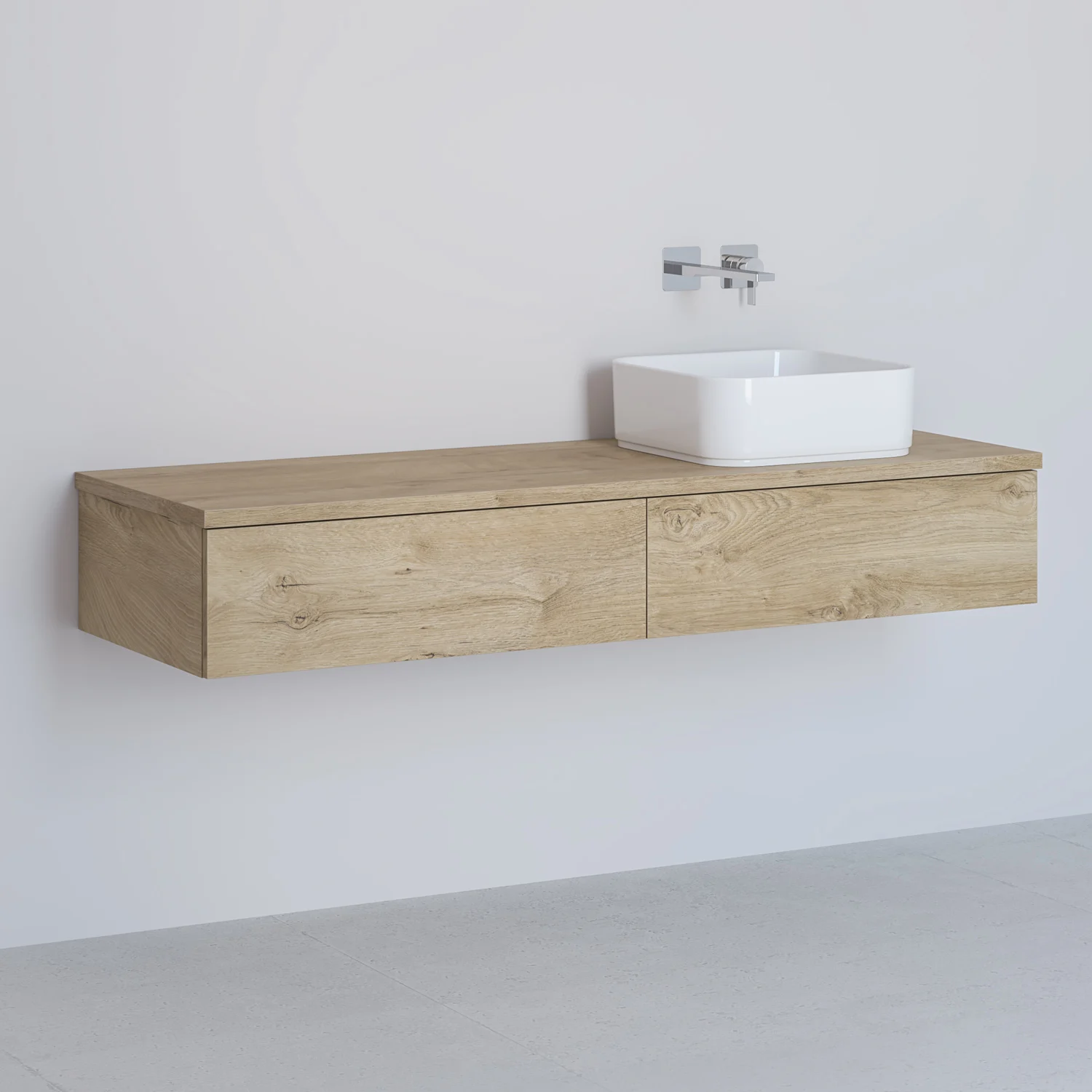 Kronenbach Cube Waschtischkonsole 141 cm mit 2 Auszügen und TIP-ON