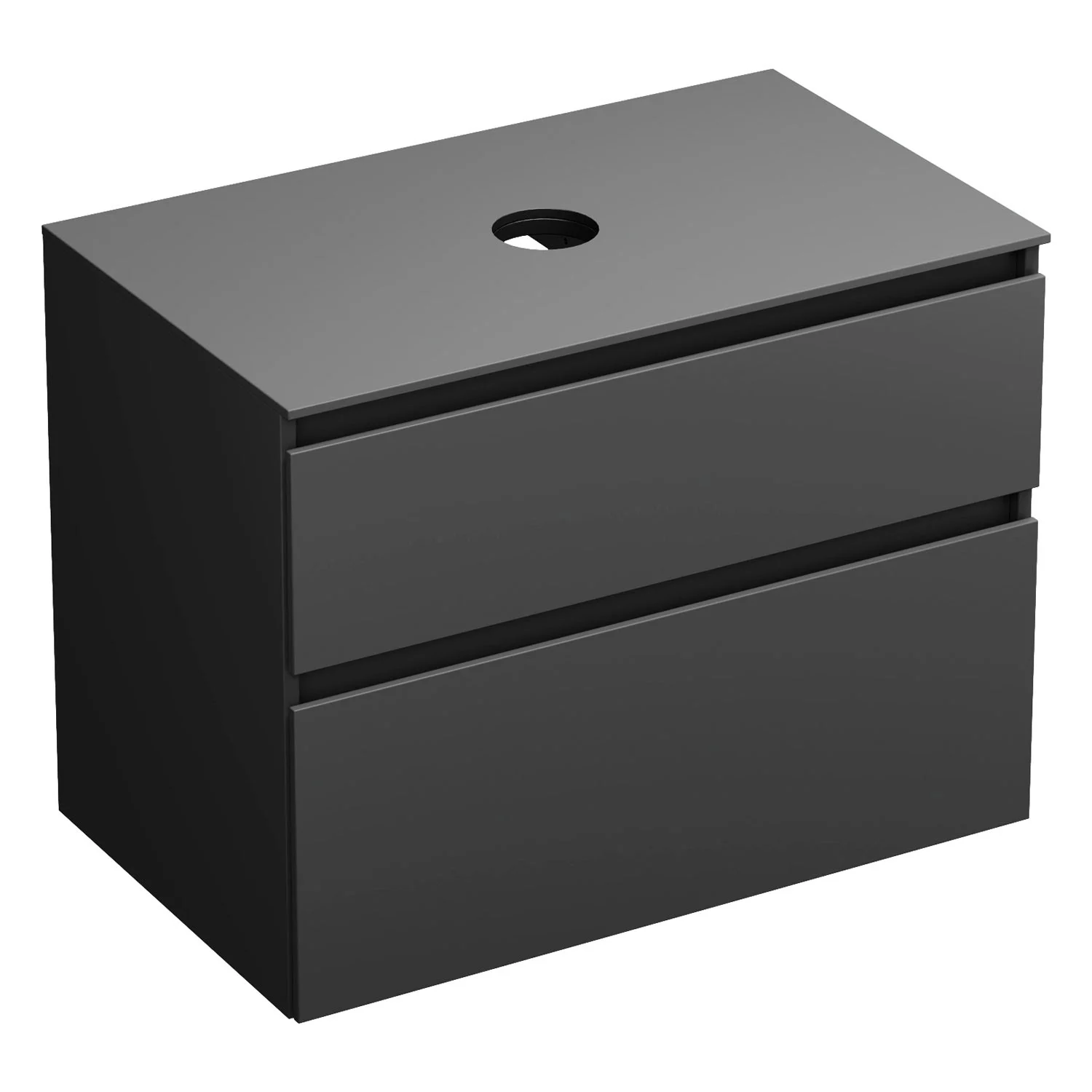 burgbad Lin20 Waschtischunterschrank mit Konsolenplatte 80 cm, 2 Auszüge, Beckenausschnitt mittig