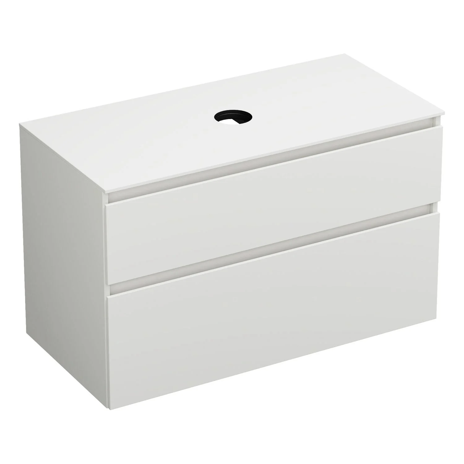 burgbad Lin20 Waschtischunterschrank mit Konsolenplatte 100 cm, 2 Auszüge, Beckenausschnitt mittig