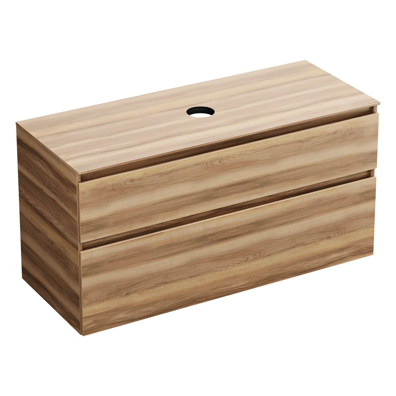 burgbad Lin20 Waschtischunterschrank mit Konsolenplatte 120 cm, 2 Auszüge, Beckenausschnitt mittig