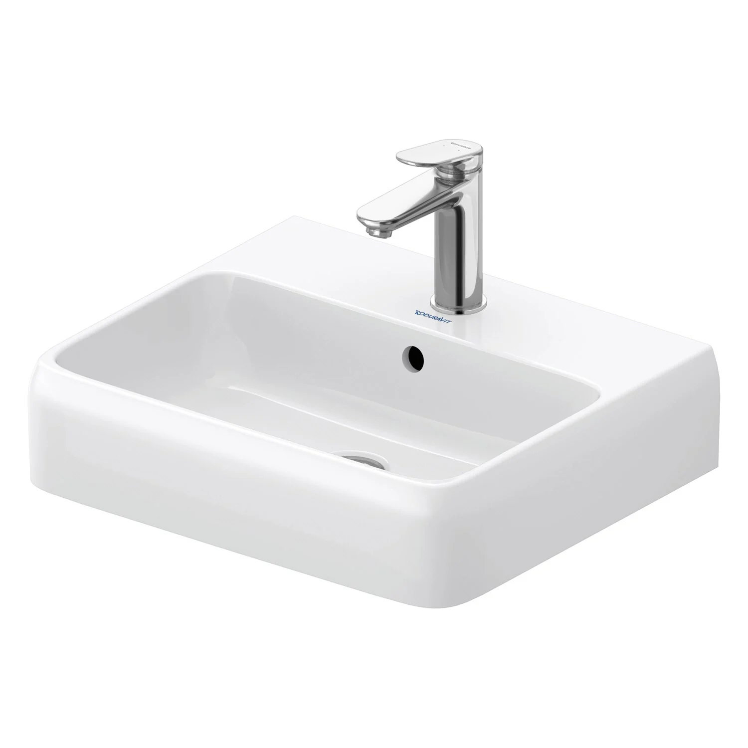 Duravit Qatego Waschtisch 50 x 42 cm geschliffen, 1 Hahnloch, mit HygieneGlace