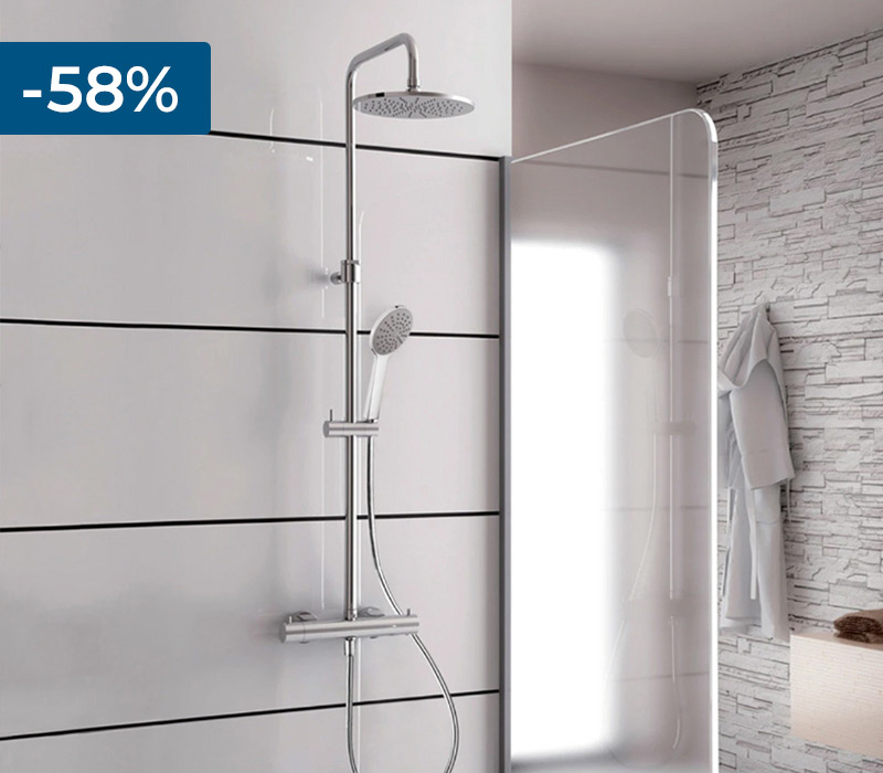 Kronenbach Duschsystem 2.0 rund mit Thermostat und Kopfbrause 22,5 cm 