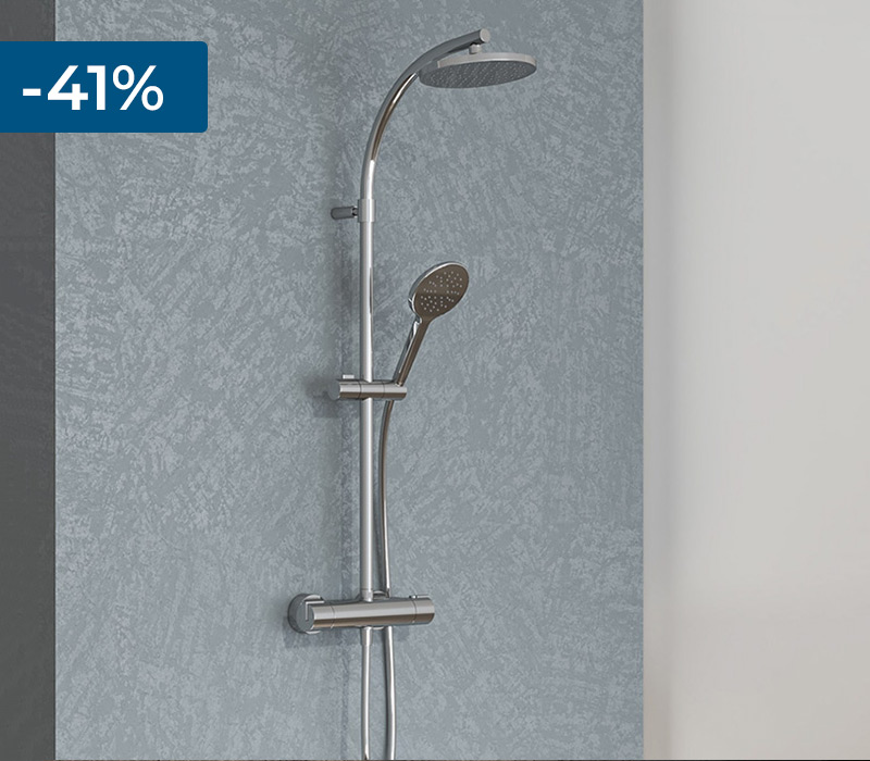 Sturotec Eco-Line 6 l/min Duschsystem rund mit Thermostatarmatur und Kopfbrause 20 cm