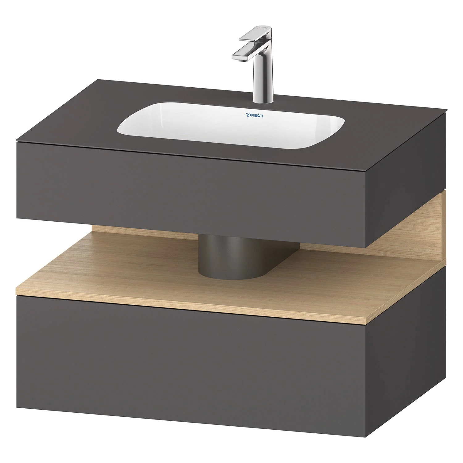 Duravit Qatego Einbauwaschtisch mit Konsolenwaschtischunterbau 80 x 60 cm, 1 Auszug