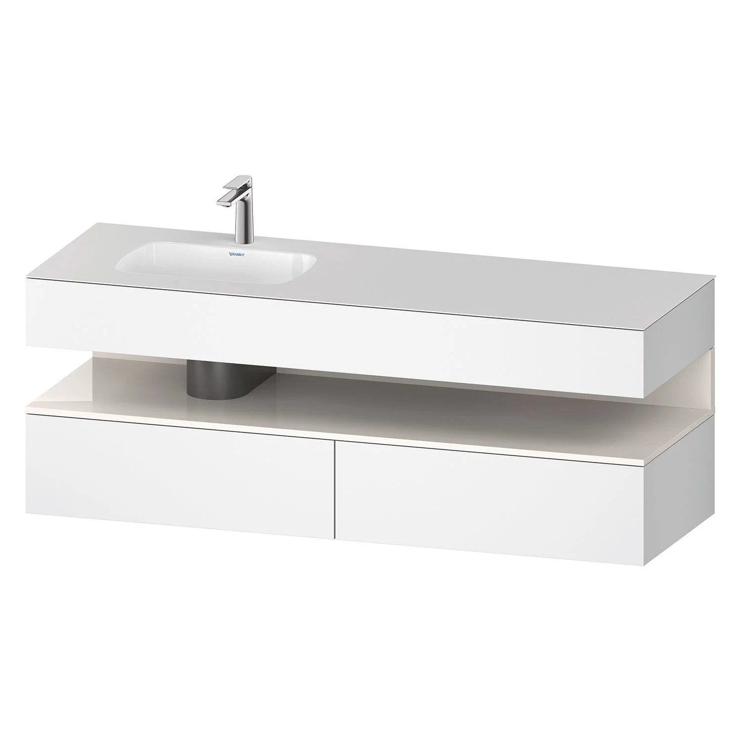 Duravit Qatego Einbauwaschtisch links mit Konsolenwaschtischunterbau 160 x 60 cm, 1 Auszug