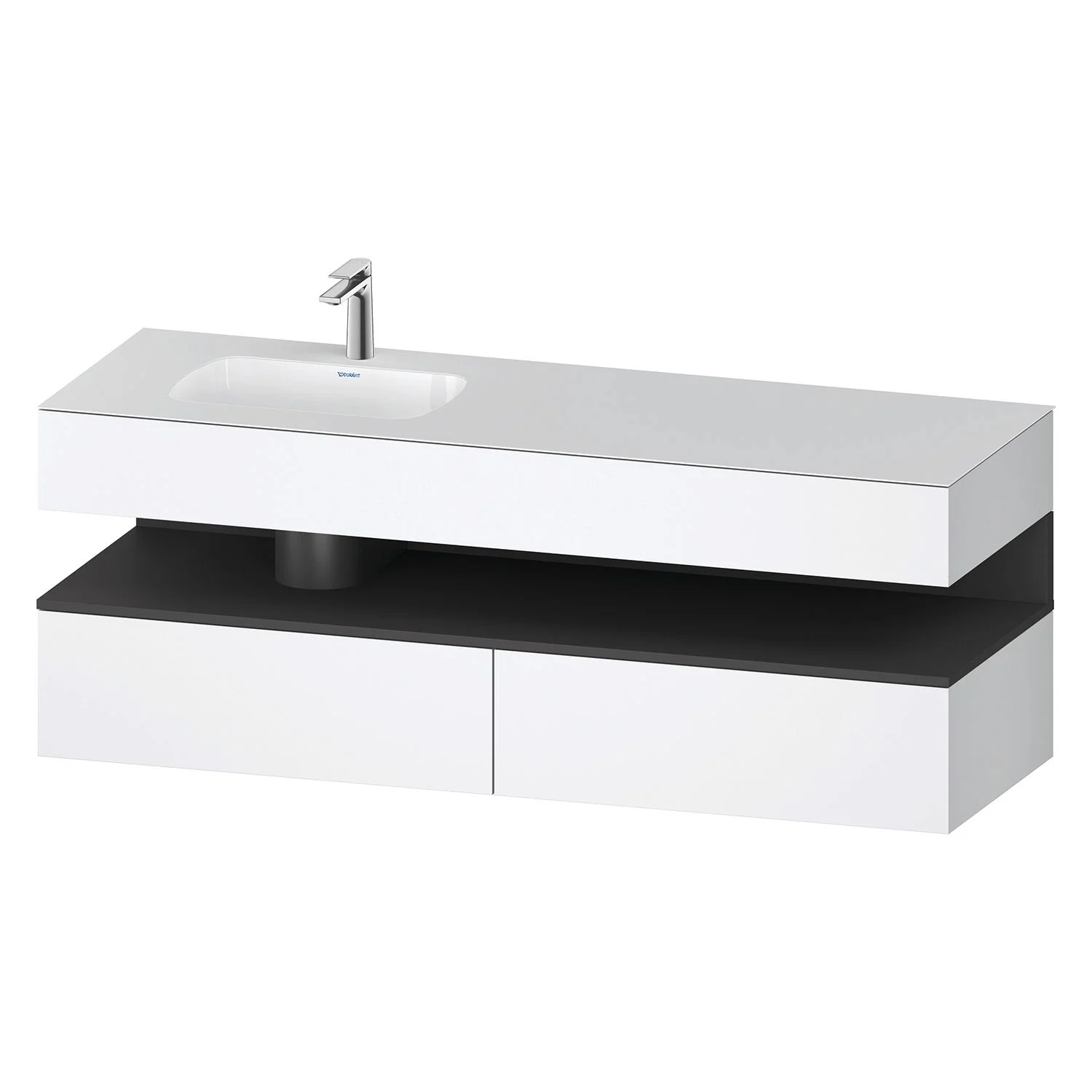 Duravit Qatego Einbauwaschtisch links mit Konsolenwaschtischunterbau 160 x 60 cm, 1 Auszug