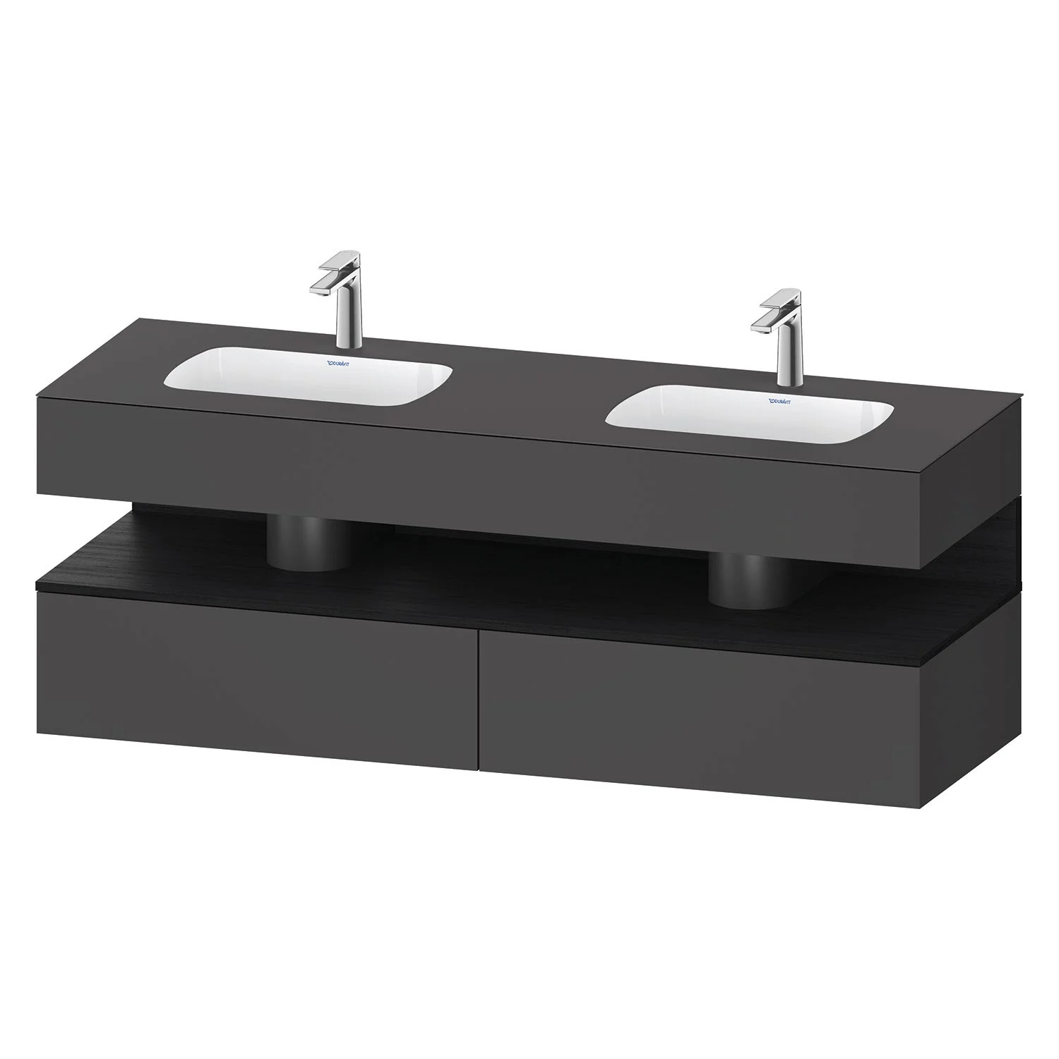 Duravit Qatego Einbauwaschtisch links und rechts mit Konsolenwaschtischunterbau 160 x 60 cm, 1 Auszug