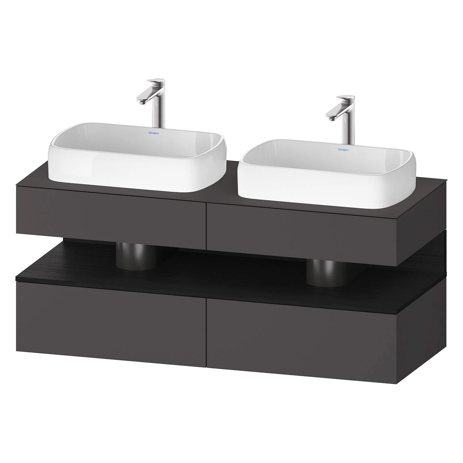 Duravit Qatego Konsolenwaschtischunterbau mit zwei Ausschnitten 140 x 60 cm, 4 Auszüge