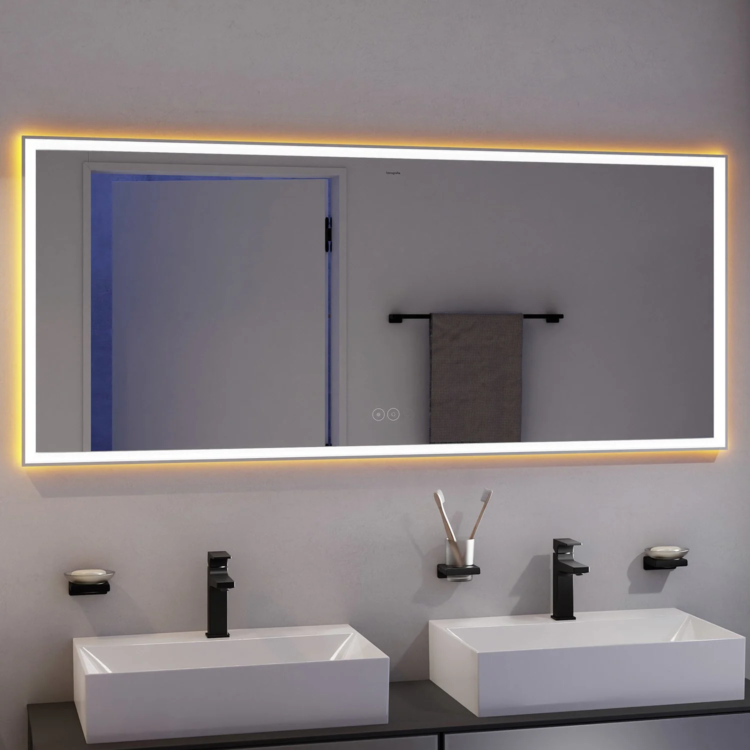 hansgrohe Xarita E Badspiegel 160 x 70 cm mit kapazitivem Berührungssensor in mattweiß