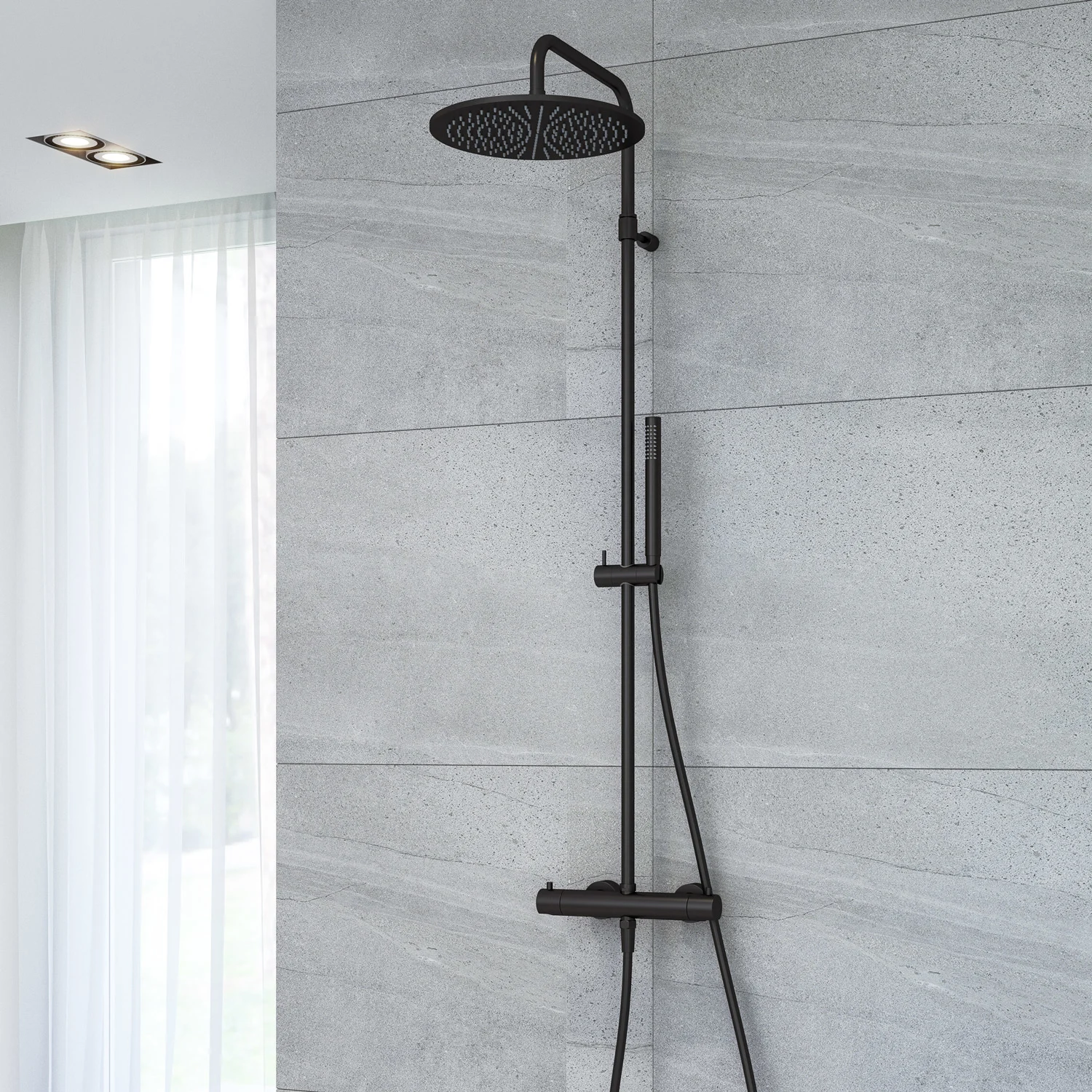 Kronenbach Lima 2.0 Black Duschsystem mit Thermostat, Brause Ø 30 cm Kronenbach Lima 2.0 Black Duschsystem mit Thermostat, Brause Ø 30 cm