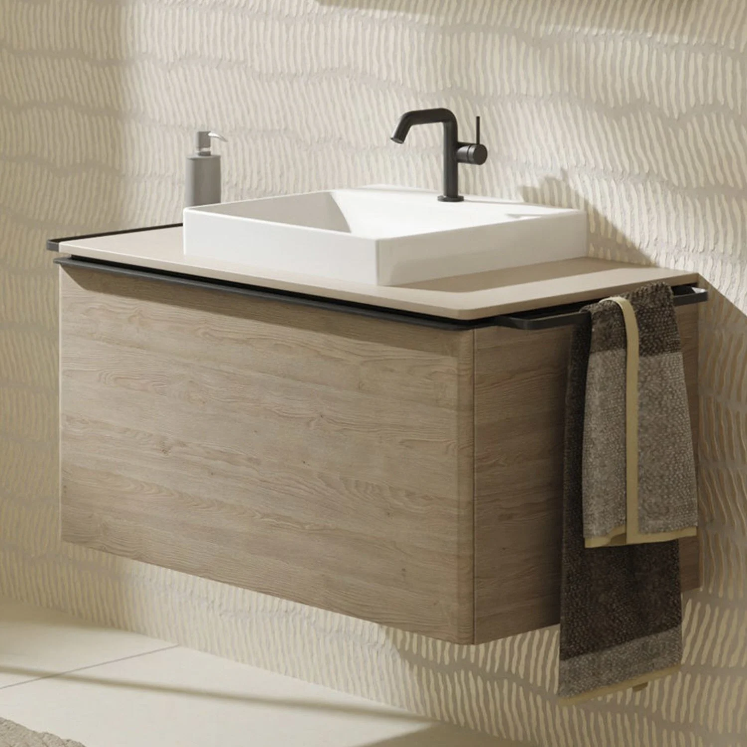 hansgrohe Xelu Q Waschtischunterschrank für Konsole 98 x 48,5 cm, 1 Schubkasten, Griff mattschwarz hansgrohe Xelu Q Waschtischunterschrank für Konsole 98 x 48,5 cm, 1 Schubkasten, Griff mattschwarz