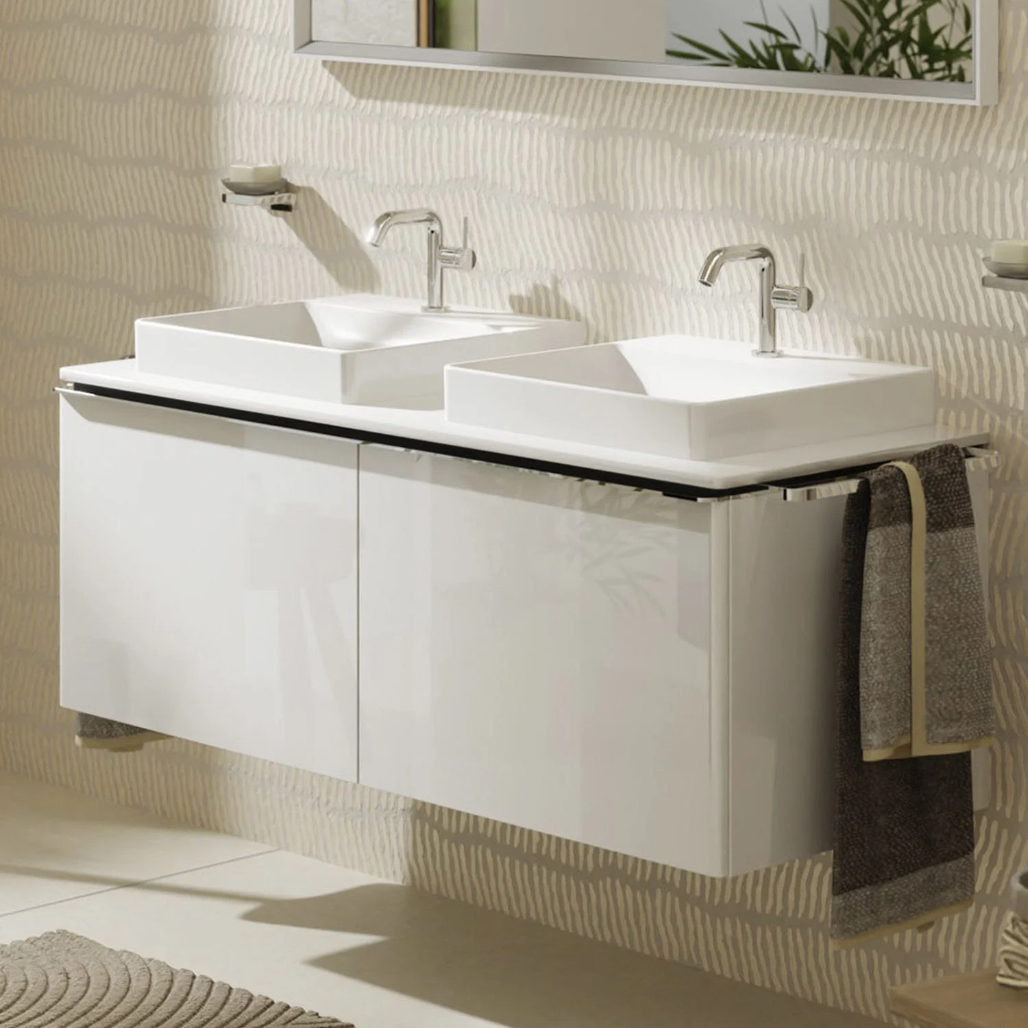 hansgrohe Xelu Q Waschtischunterschrank für Konsole 136 x 48,5 cm, 2 Schubkästen, Griff chrom hansgrohe Xelu Q Waschtischunterschrank für Konsole 136 x 48,5 cm, 2 Schubkästen, Griff chrom