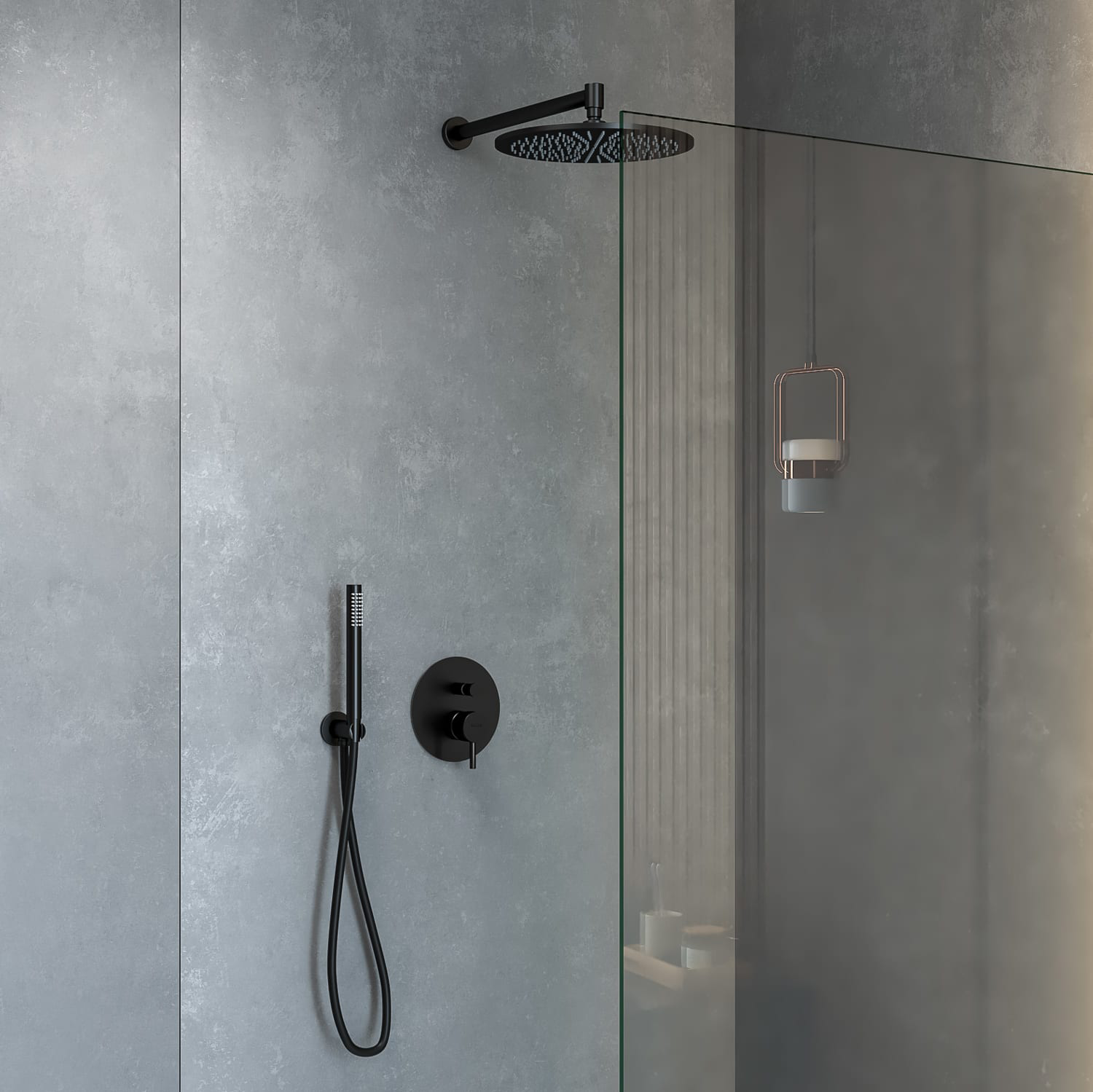 Kronenbach Lima 2.0 Black Duschsystem Unterputz, Einhebelmischer mit Umsteller, rund