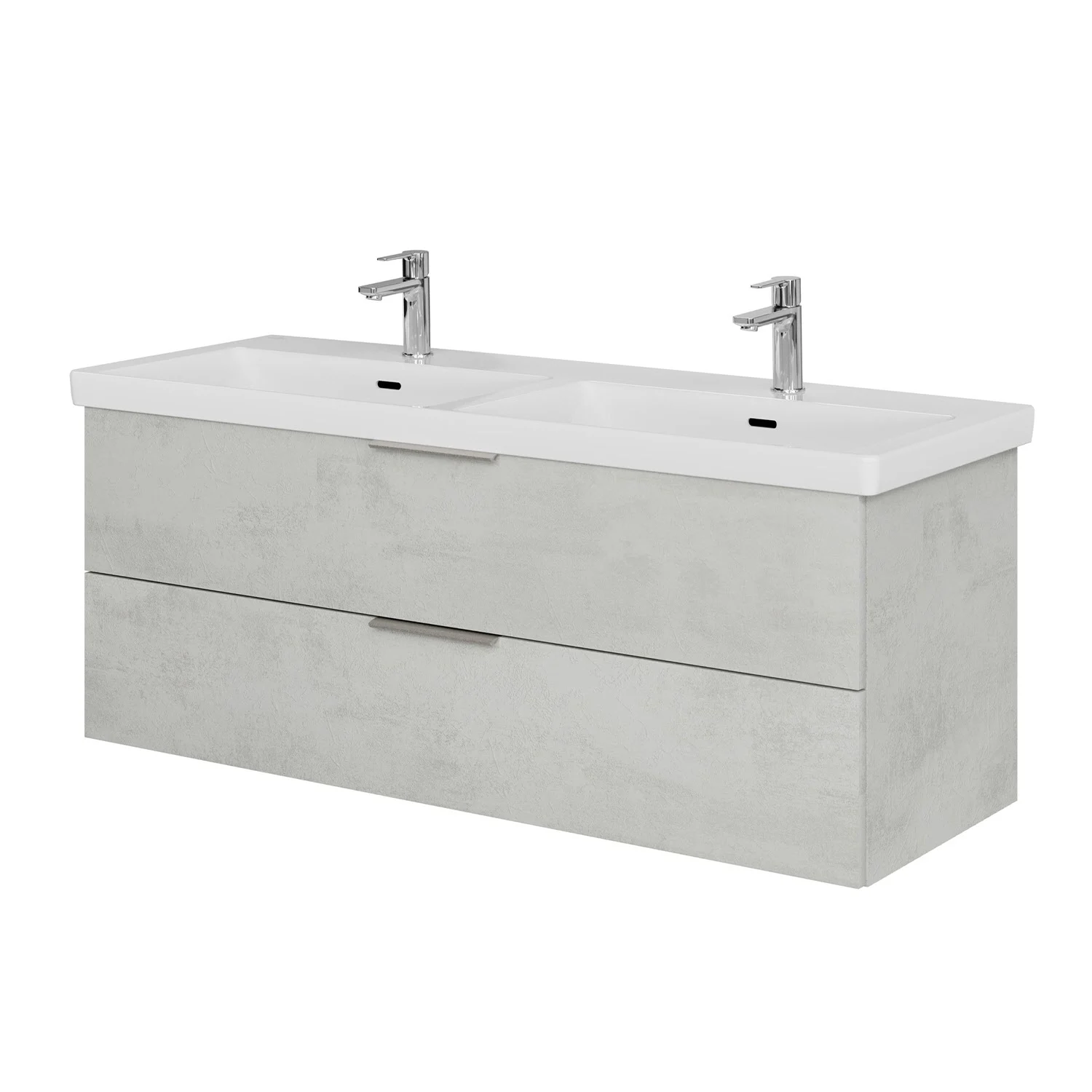 Steinkamp Living 2.0 Waschtischunterschrank 125 cm mit Villeroy & Boch Subway 3.0 Doppel-Waschtisch 130 cm CeramitPlus mit Überlauf