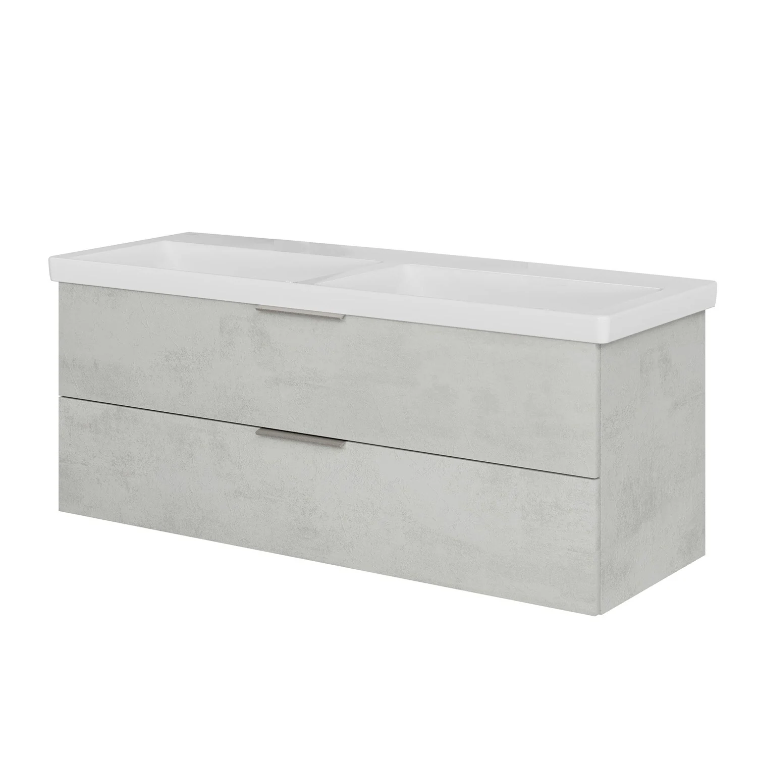 Steinkamp Living 2.0 Waschtischunterschrank 125 cm mit Villeroy & Boch Subway 3.0 Doppel-Waschtisch 130 cm CeramitPlus ohne Hahnloch, ohne Überlauf