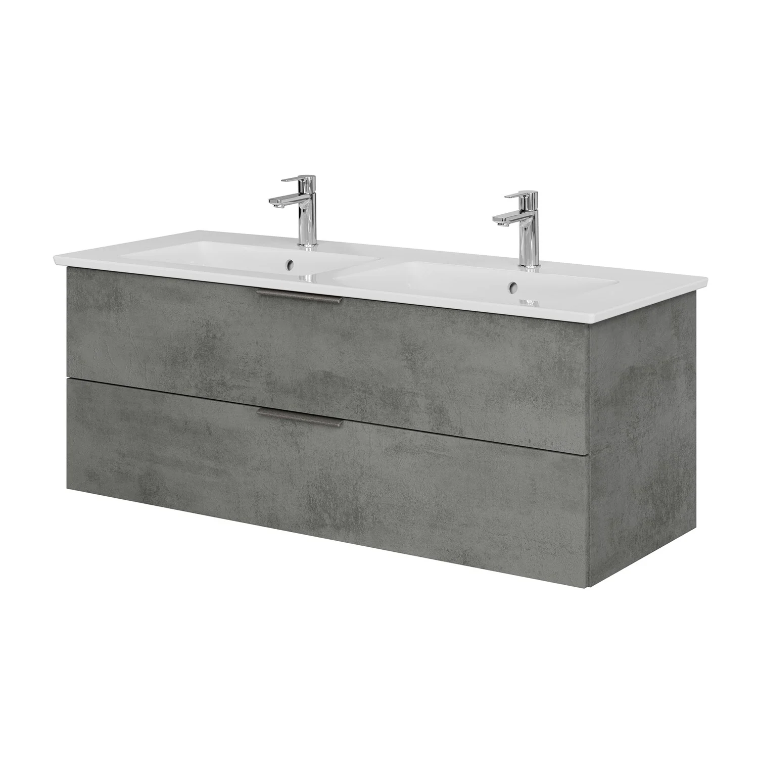 Steinkamp Living 2.0 Waschtischunterschrank 125 cm mit Villeroy & Boch Venticello Doppel-Waschtisch 130 cm CeramitPlus mit Überlauf