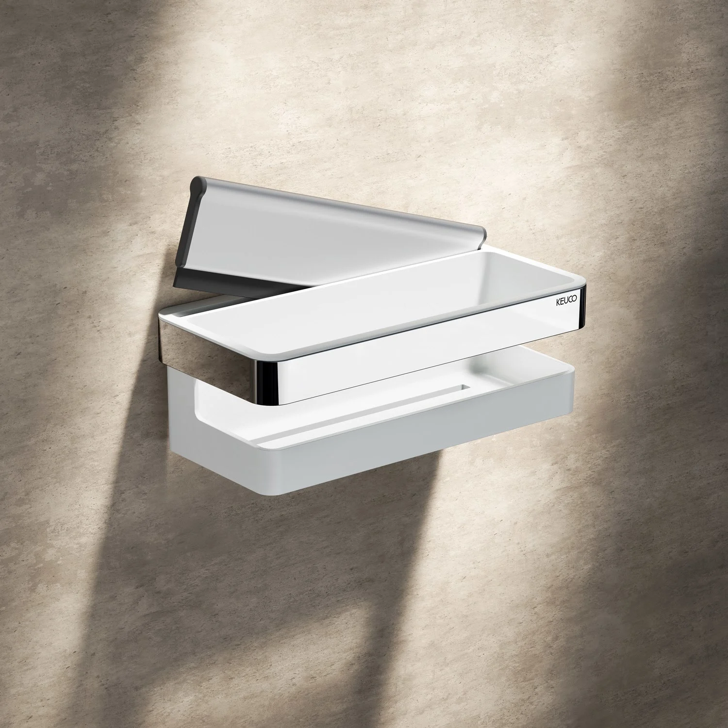 Keuco VIA23 Duschablage mit integriertem Glasabzieher Keuco VIA23 Duschablage mit integriertem Glasabzieher