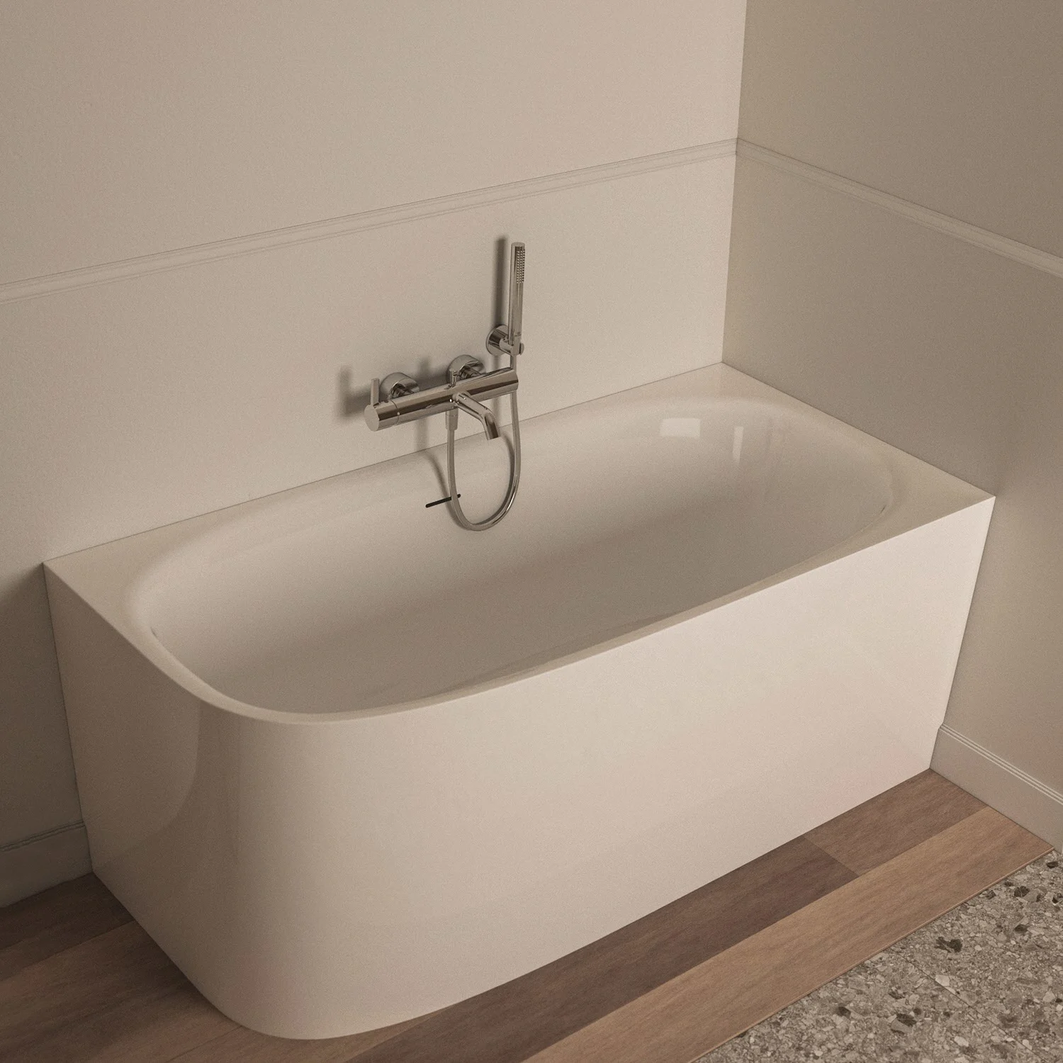 Ideal Standard Dea D-Form-Badewanne 150 x 75 cm, Wandanbindung rechts