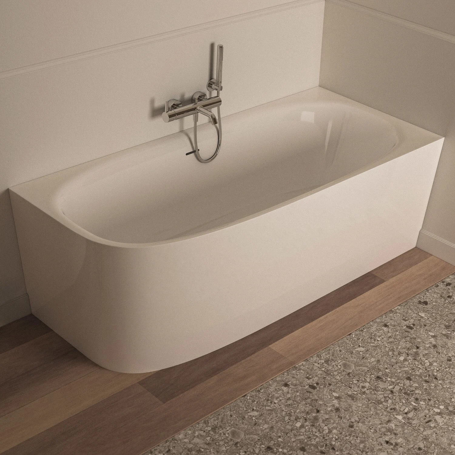 Ideal Standard Dea D-Form-Badewanne 180 x 75 cm, Wandanbindung rechts Ideal Standard Dea D-Form-Badewanne 180 x 75 cm, Wandanbindung rechts