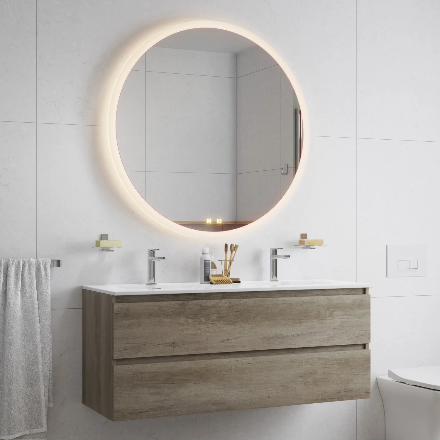 pianura Stella Badmöbel Set 122 cm mit LED-Lichtspiegel