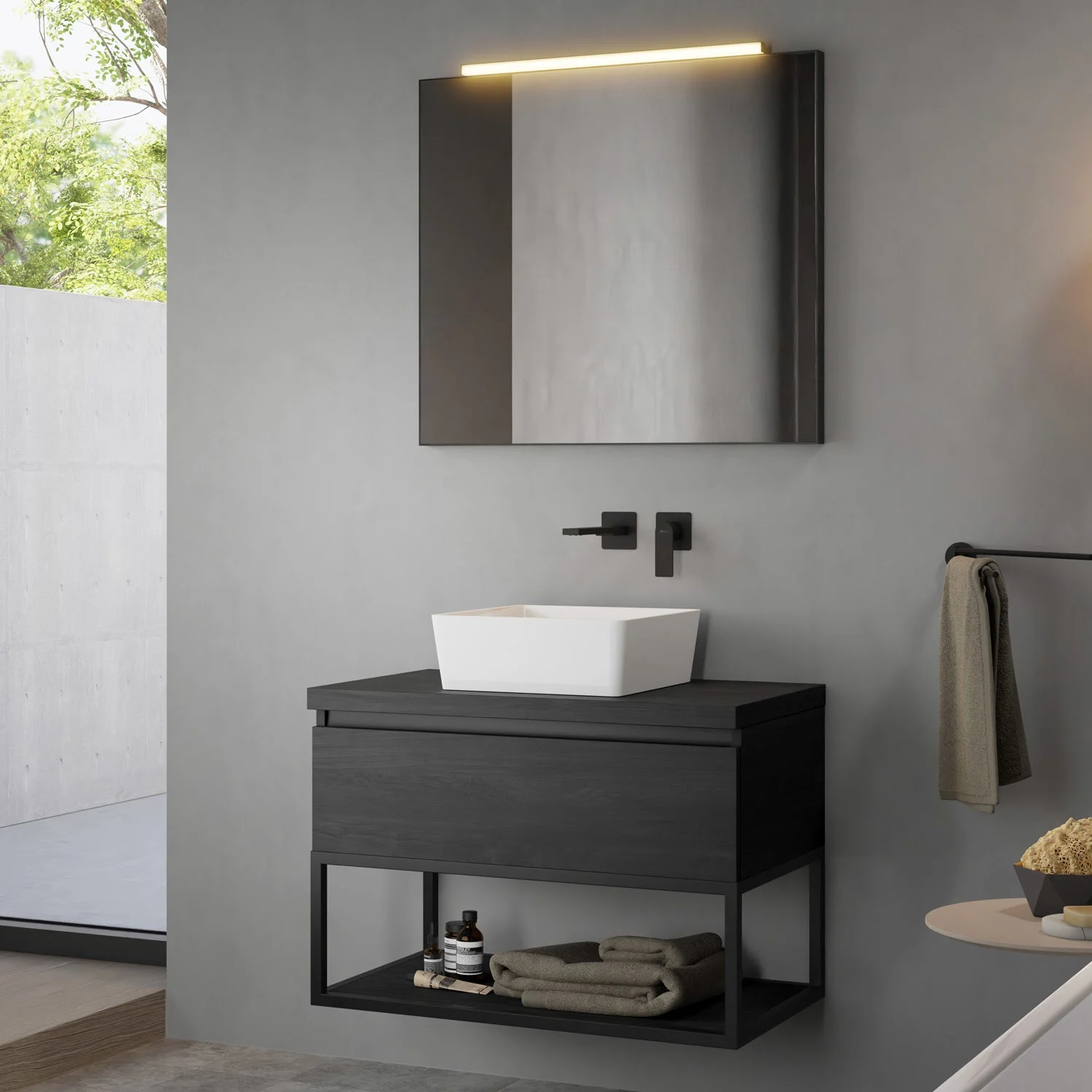 pianura Giulia Badmöbel Set 80,5 cm mit LED-Lichtspiegel