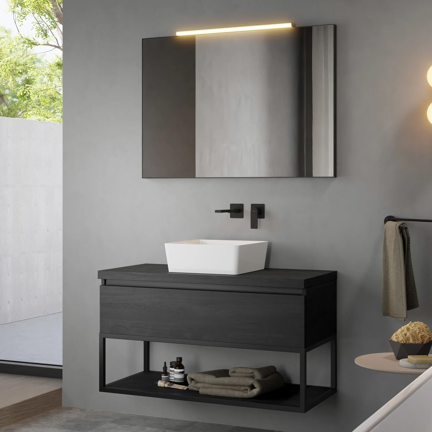 pianura Giulia Badmöbel Set 100,5 cm mit LED-Lichtspiegel