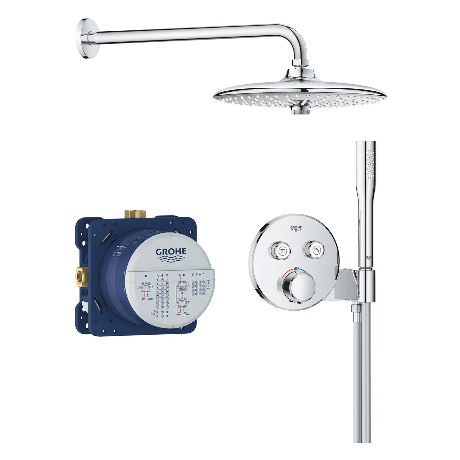 GROHE Precision SmartControl Duschsystem, Thermostat, UP, mit Vitalio Joy 260, rund GROHE Precision SmartControl Duschsystem, Thermostat, UP, mit Vitalio Joy 260, rund