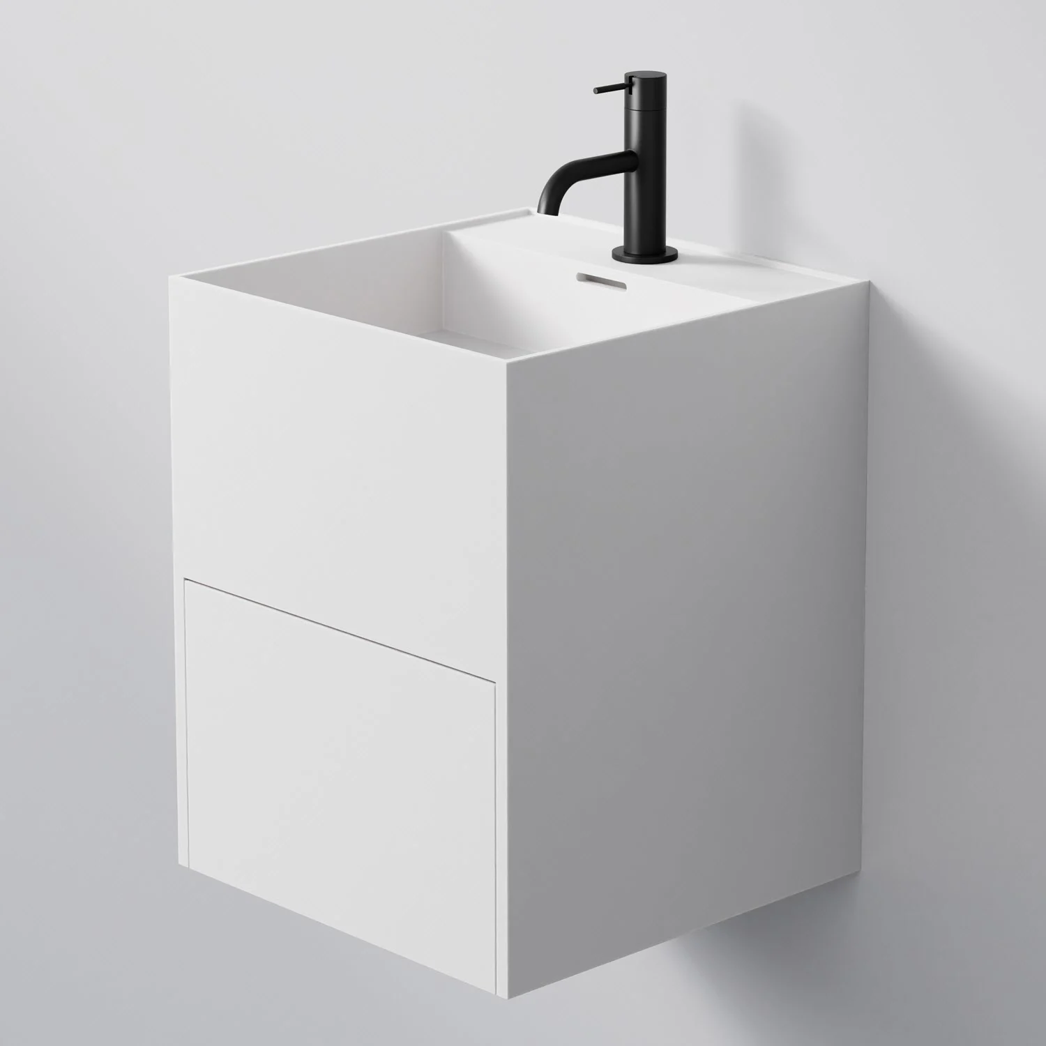 Steinberg Serie 443 Wandwaschtisch mit 1 Auszug aus Mineo Stone 40 x 40 cm Steinberg Serie 443 Wandwaschtisch mit 1 Auszug aus Mineo Stone 40 x 40 cm