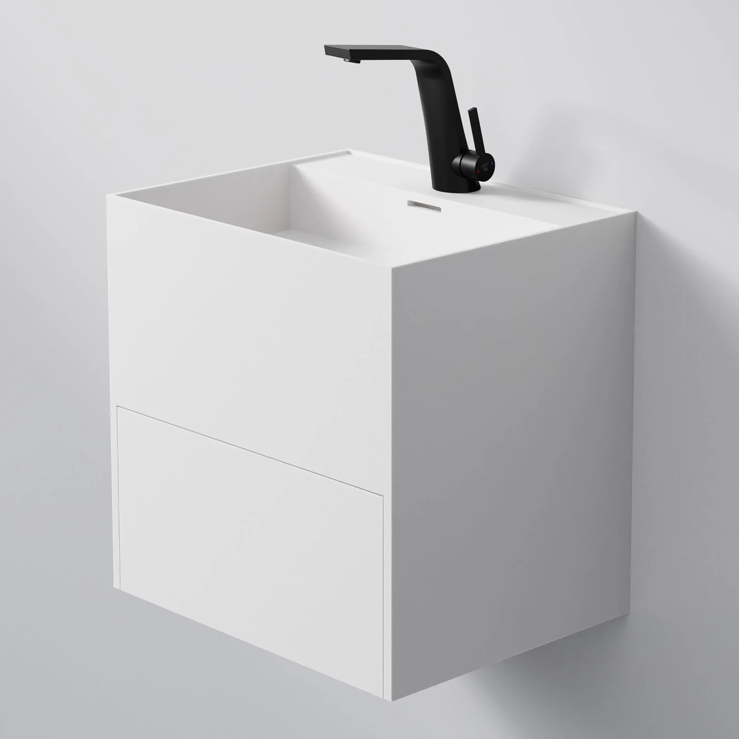 Steinberg Serie 443 Wandwaschtisch mit 1 Auszug aus Mineo Stone 50 x 40 cm Steinberg Serie 443 Wandwaschtisch mit 1 Auszug aus Mineo Stone 50 x 40 cm