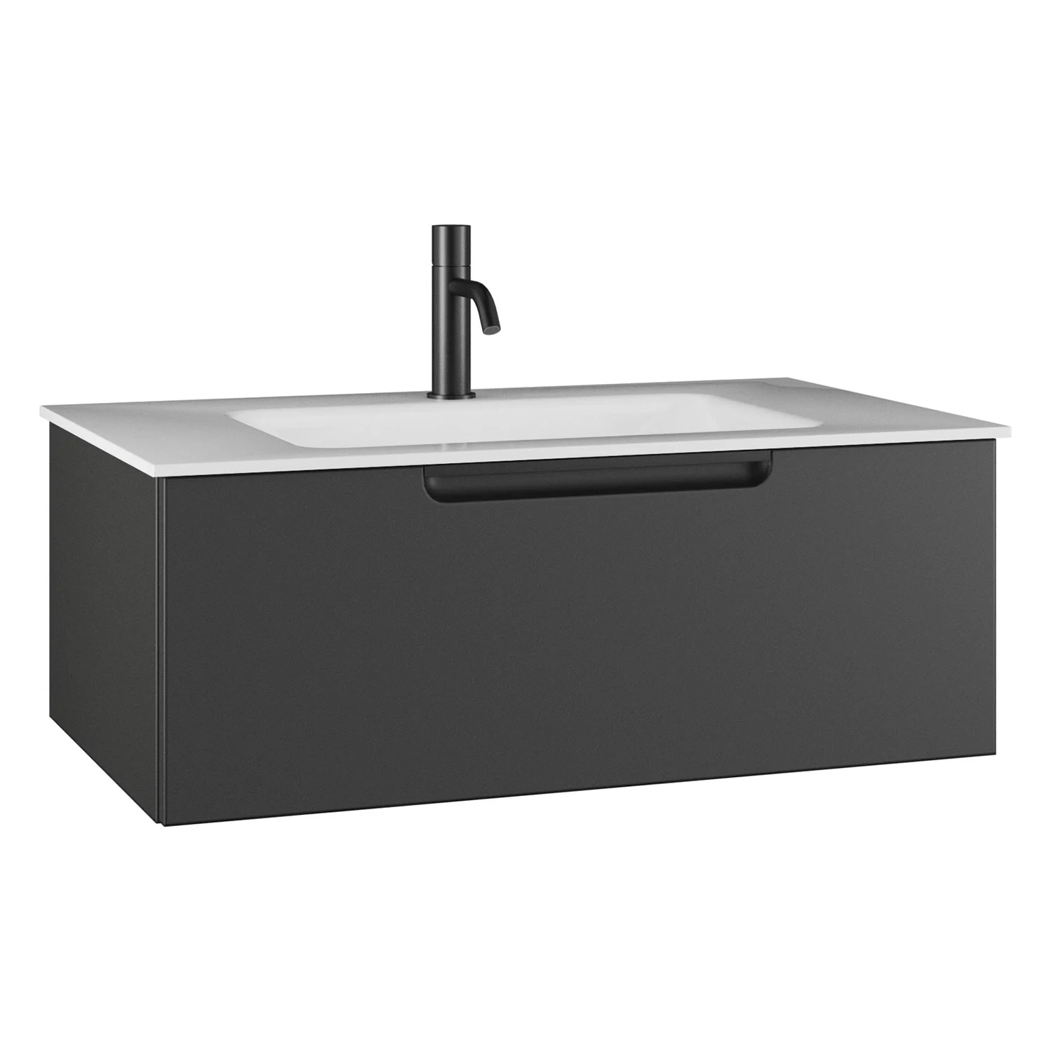 burgbad Ilo Waschtisch mit Waschtischunterschrank 82 x 31 cm, 1 Auszug