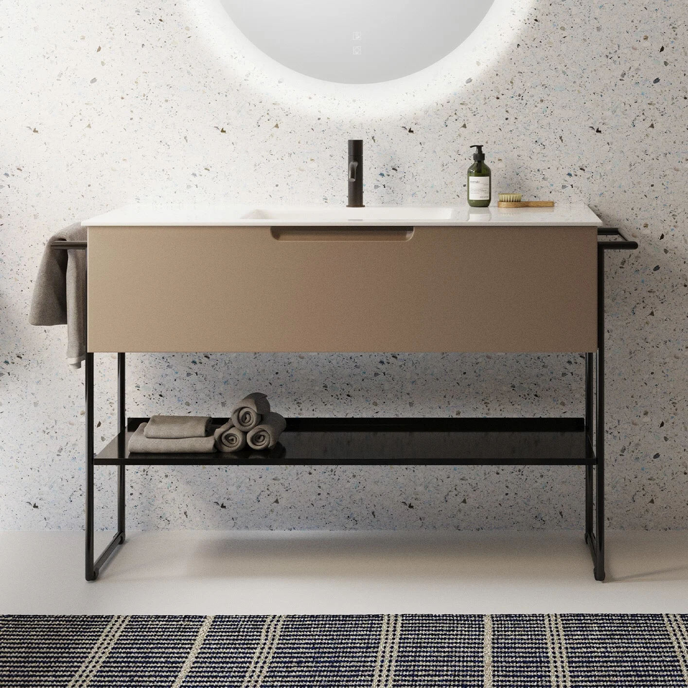 burgbad Ilo Waschtisch mit Waschtischunterschrank 122 x 31 cm, 1 Auszug